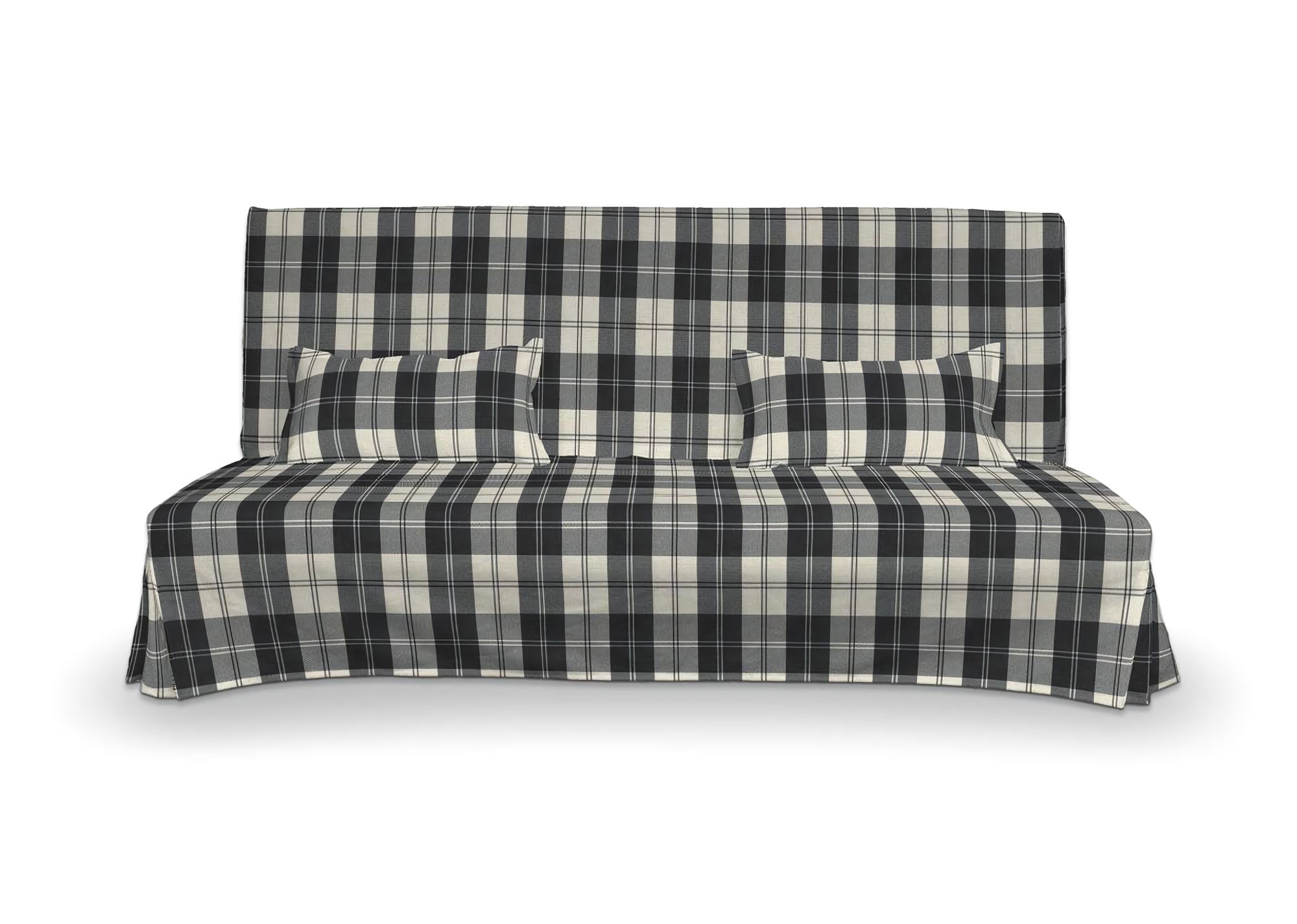 Bezug für Beddinge Sofa, lang mit zwei Kissenhüllen Farbe schwarz Stoff strukturiert, gemustert