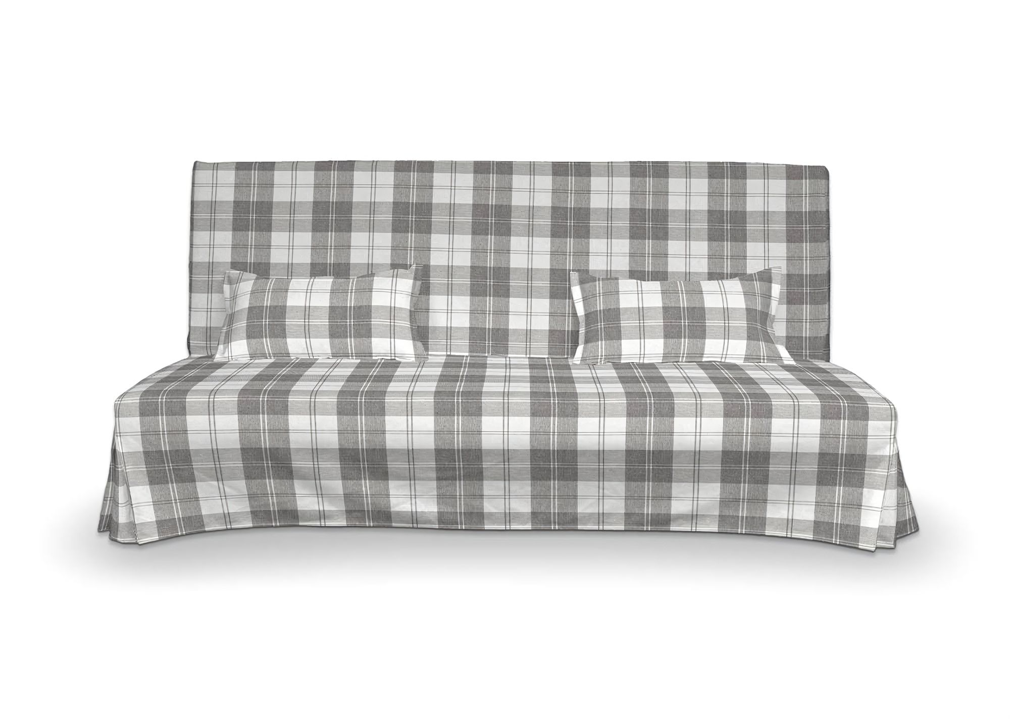Bezug für Beddinge Sofa, lang mit zwei Kissenhüllen Farbe grau Stoff strukturiert, gemustert