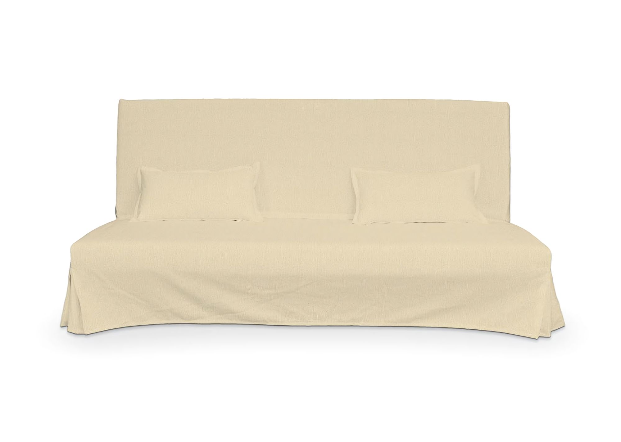 Bezug für Beddinge Sofa, lang mit zwei Kissenhüllen Farbe creme Stoff glänzend, strukturiert