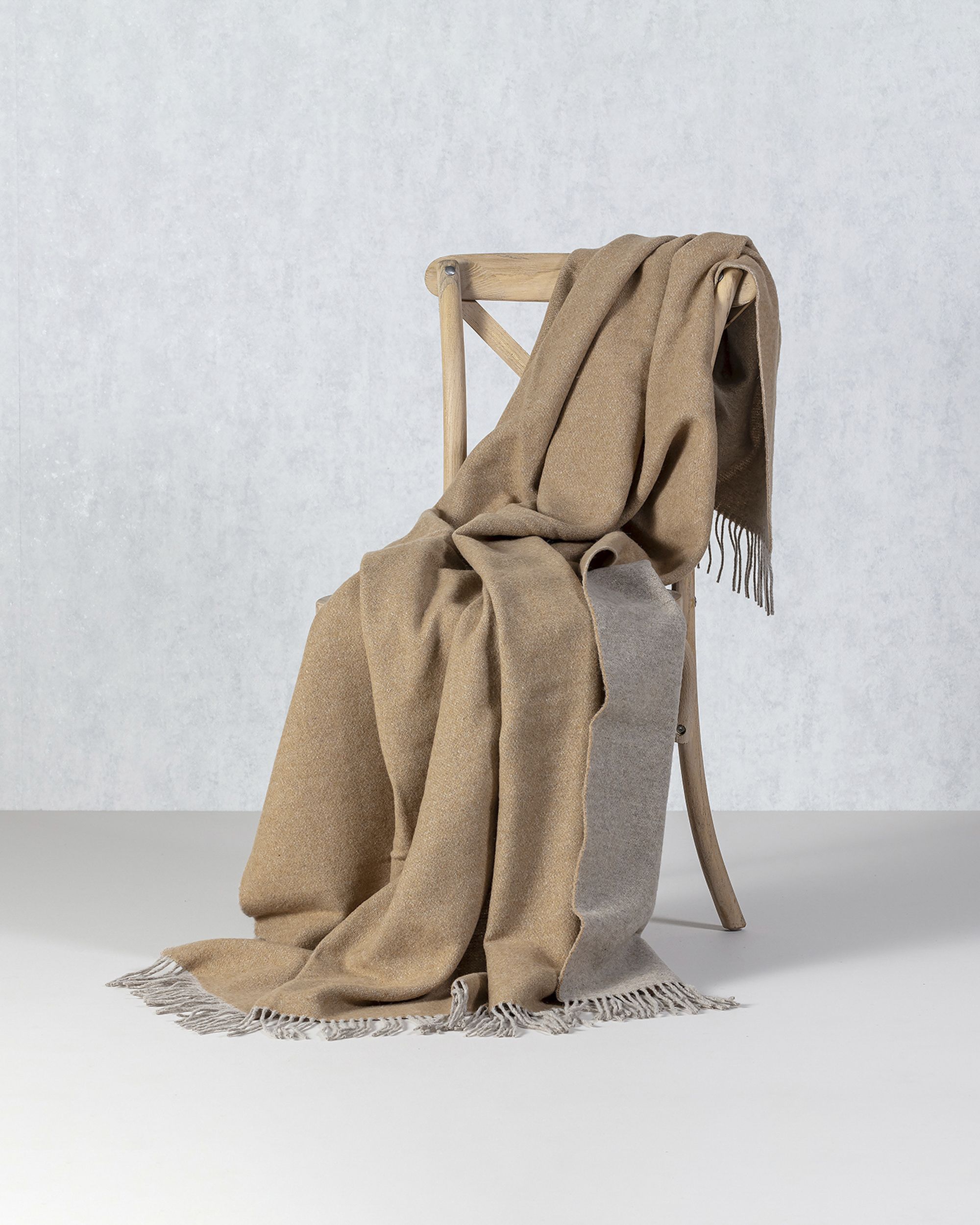Plaid Merinos 140x200 cm melange toffee