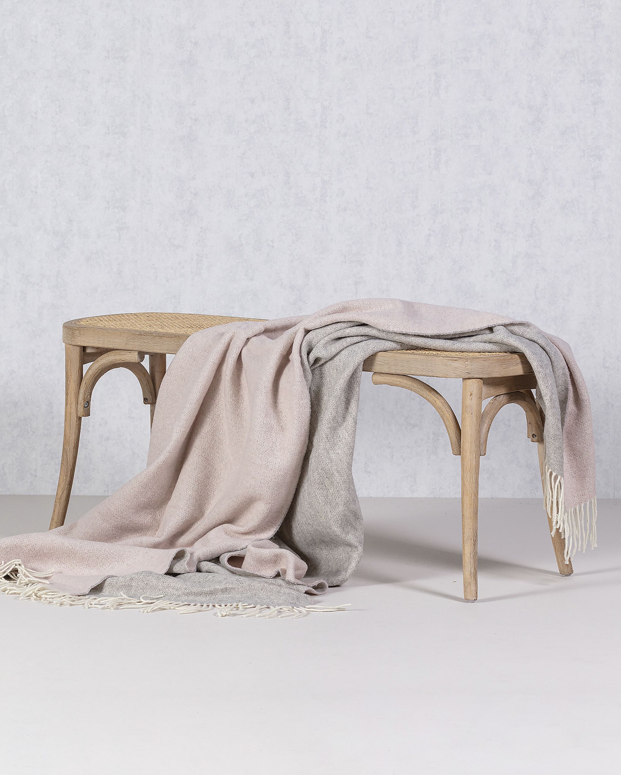Plaid Merinos 140x200cm melange grey pink