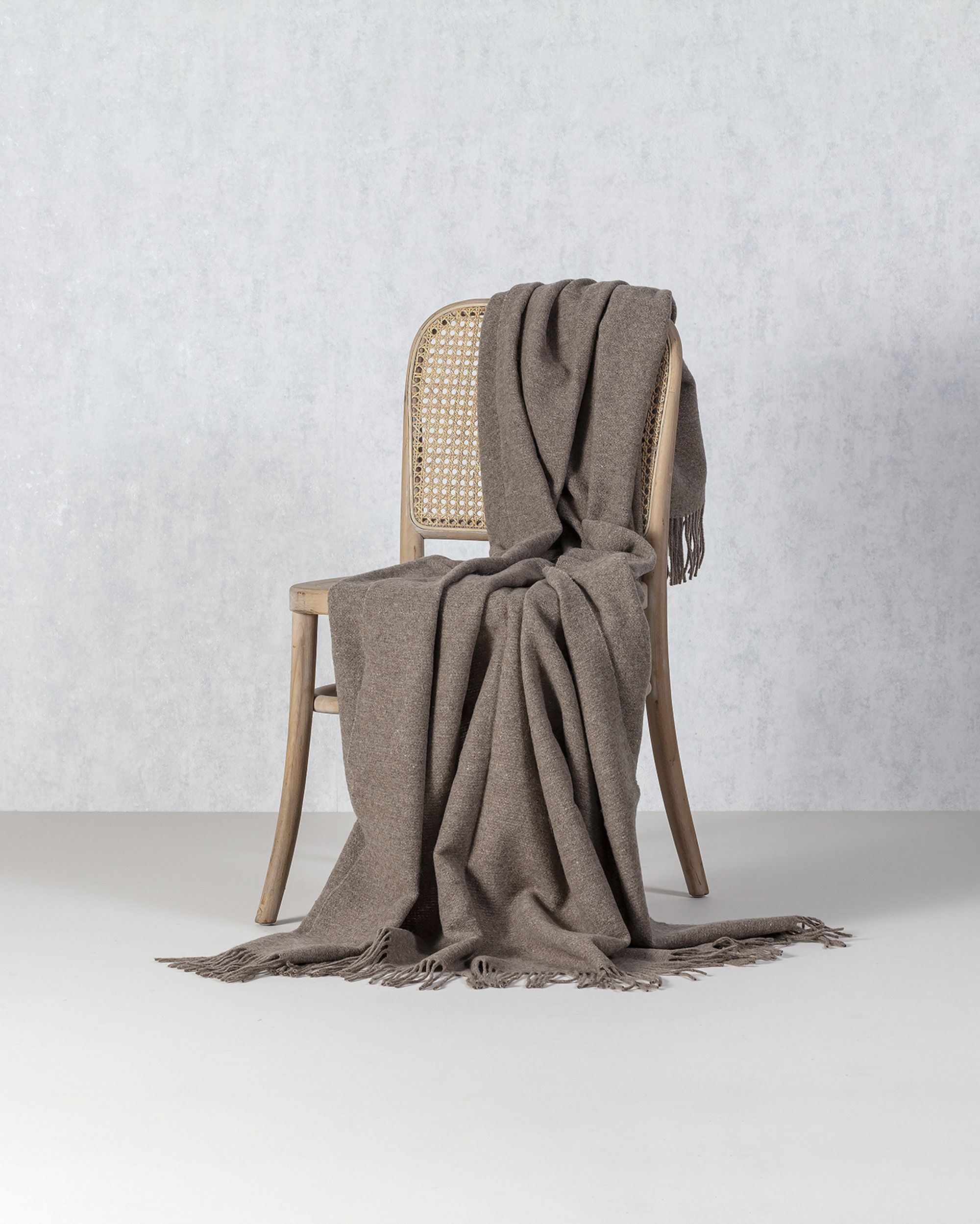 Plaid Merinos 140x200 cm melange brown
