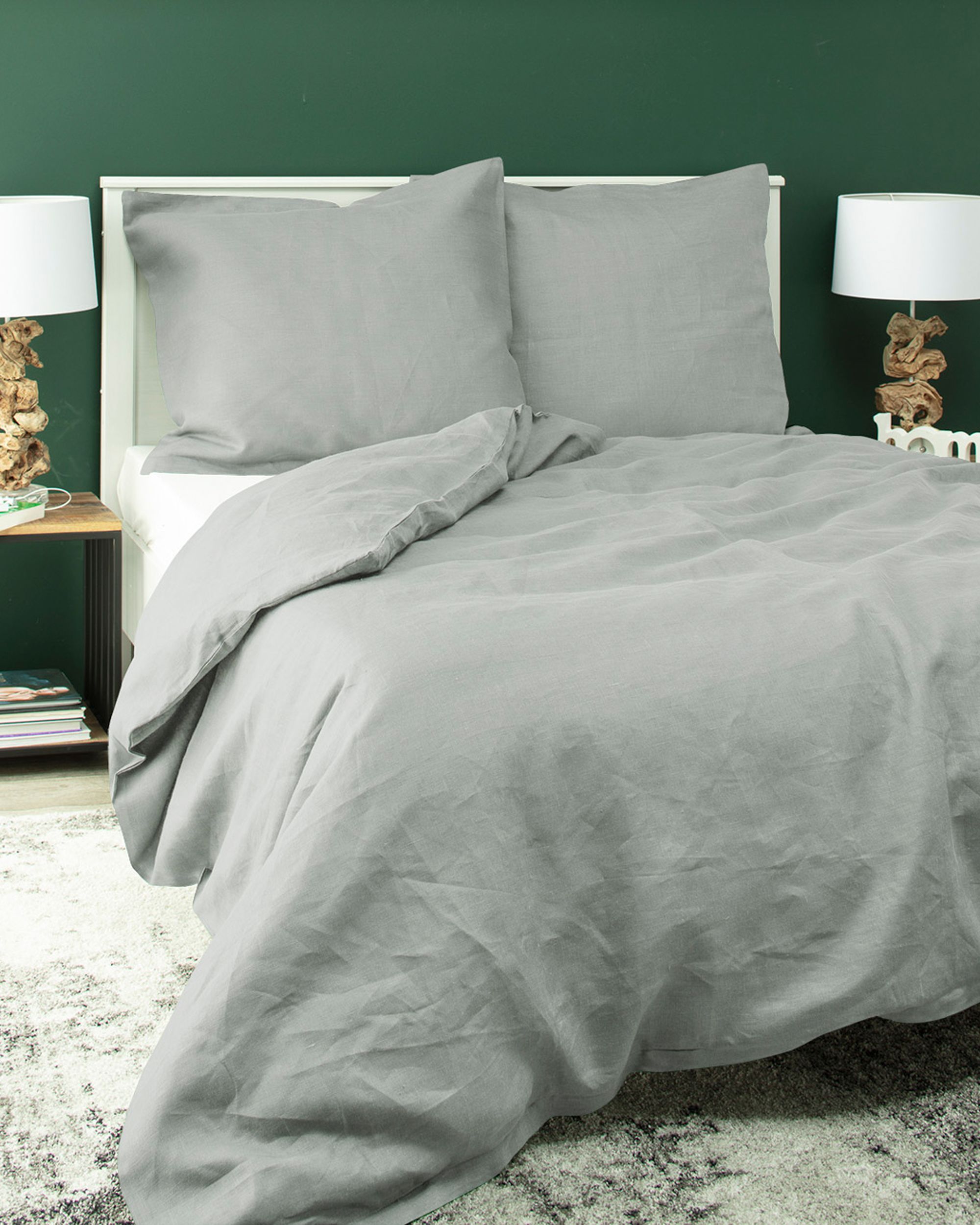 Leinen-Bettwäsche-Set Linen 150x200 cm Farbe grau Stoff halbtransparent, strukturiert