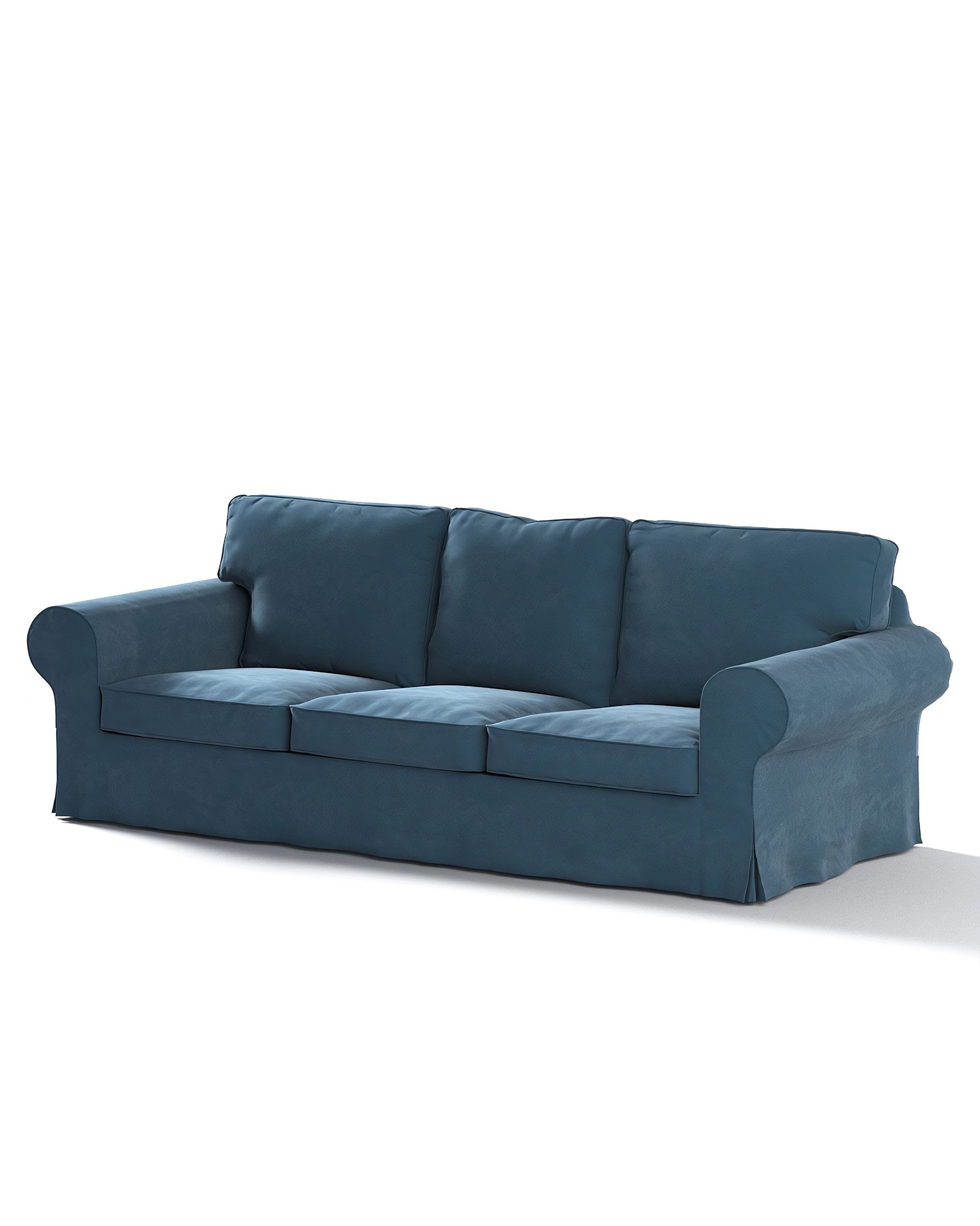 Bezug für Ektorp 3-Sitzer Schlafsofa, neues Modell (2013) Farbe blau Stoff glänzend, samt