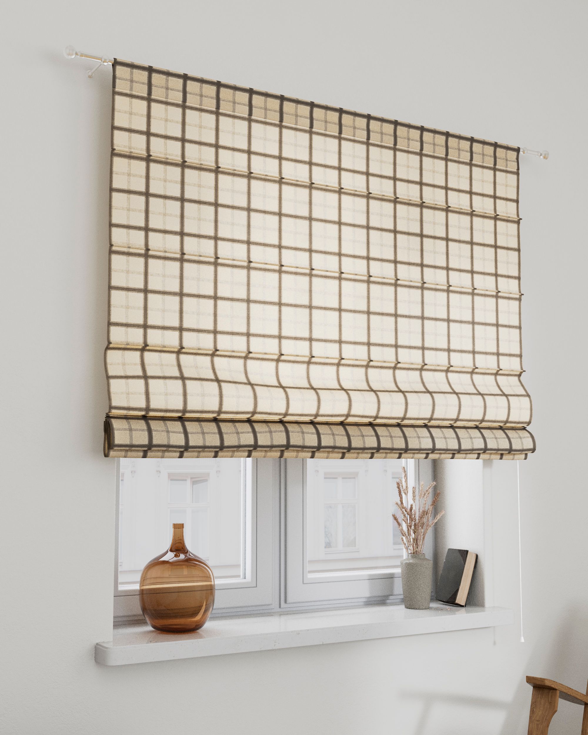 Raffrollo Torino Farbe braun Stoff gemustert