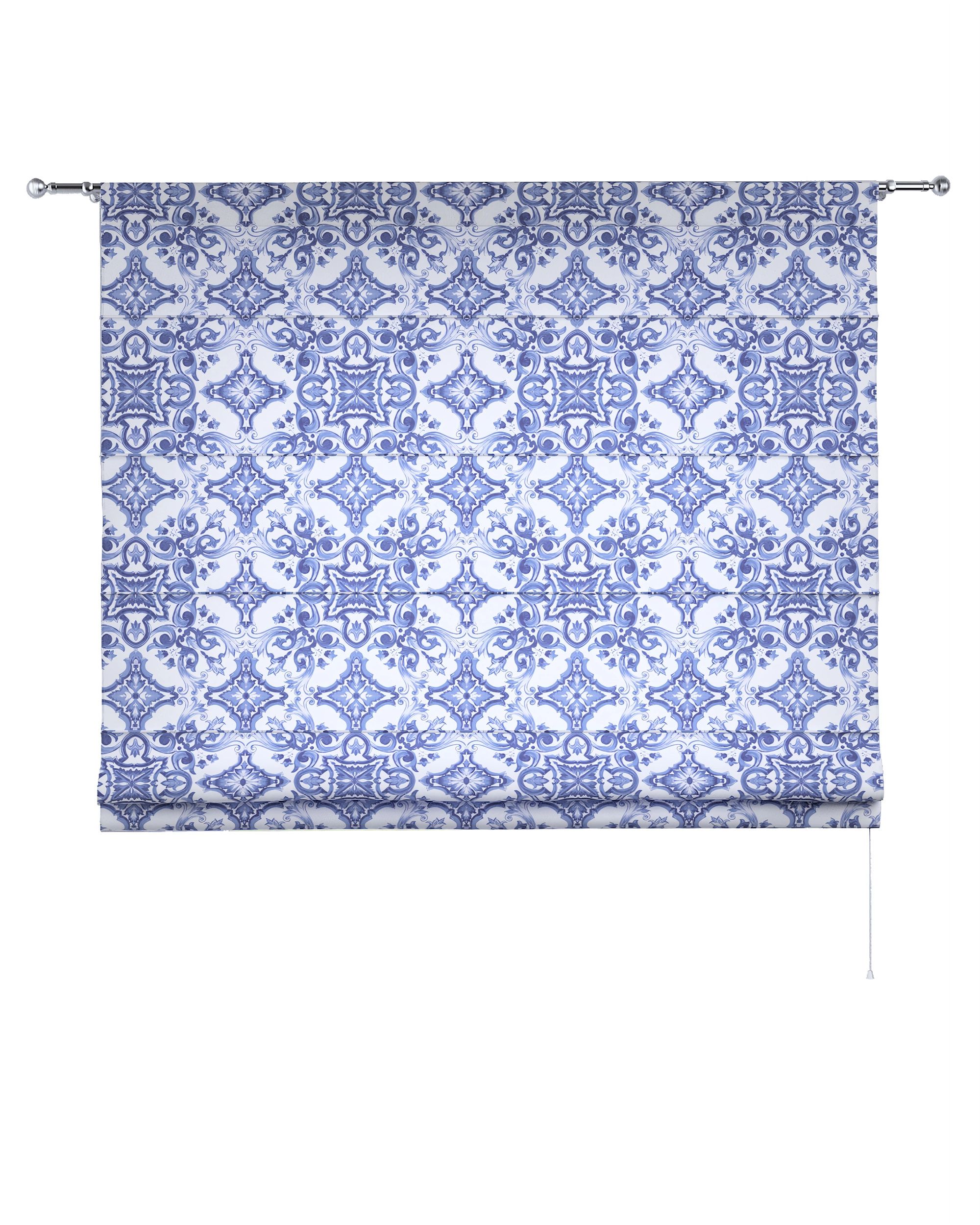 Raffrollo Torino Farbe blau Stoff gemustert (hover)