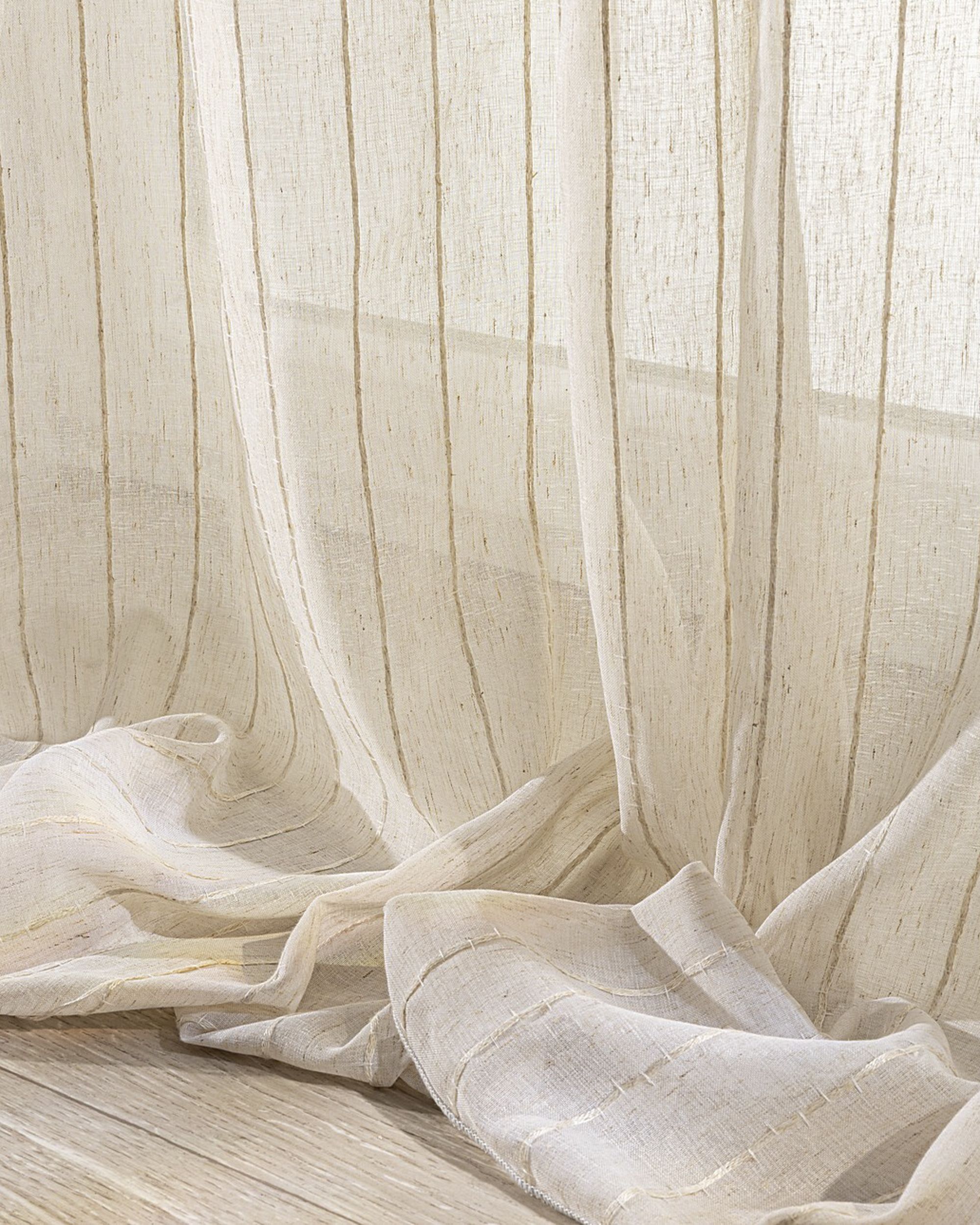 Wellenvorhang Farbe beige Stoff halbtransparent, strukturiert, gemustert