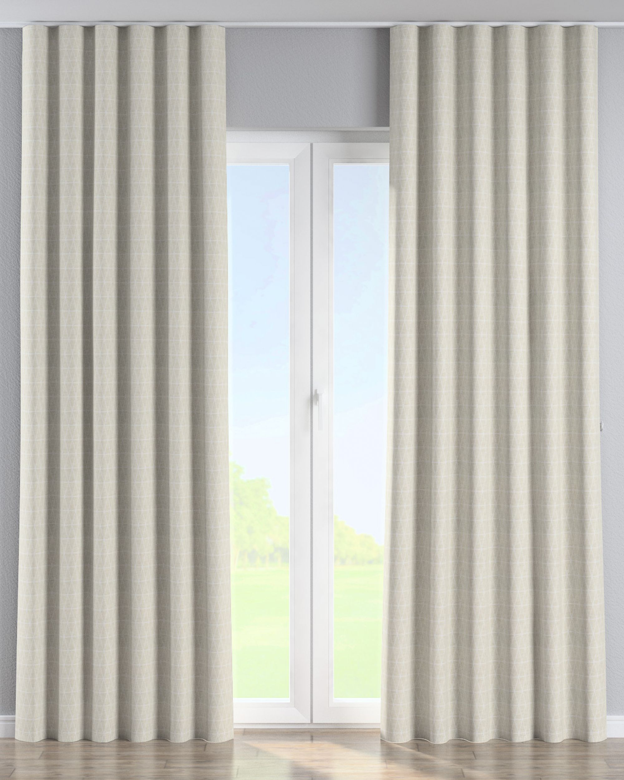 Wellenvorhang Farbe beige Stoff strukturiert, gemustert