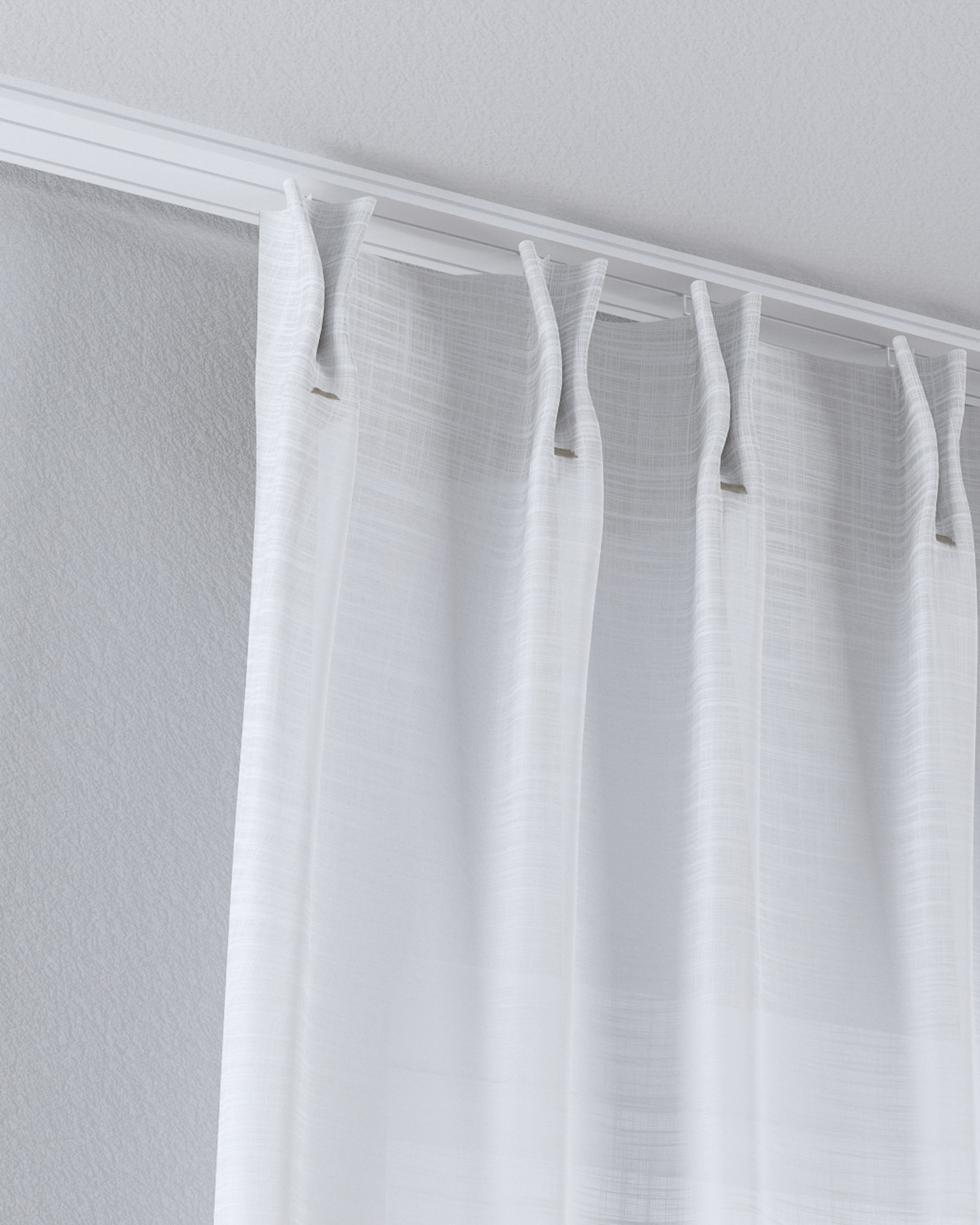 Gardine mit flämischen 2-er Falten Farbe weiß Stoff halbtransparent, strukturiert (hover)