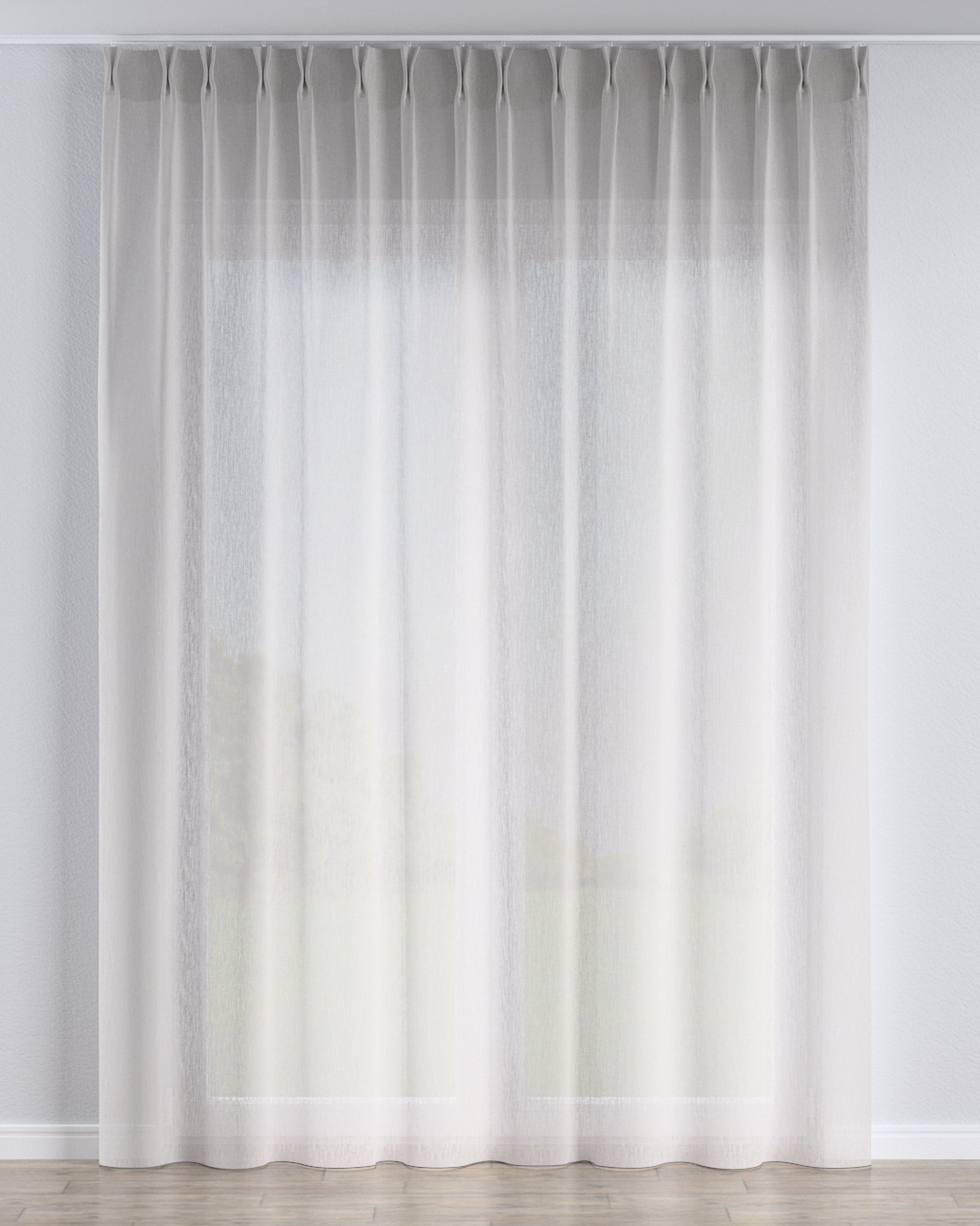 Gardine mit flämischen 2-er Falten Farbe beige Stoff halbtransparent, strukturiert