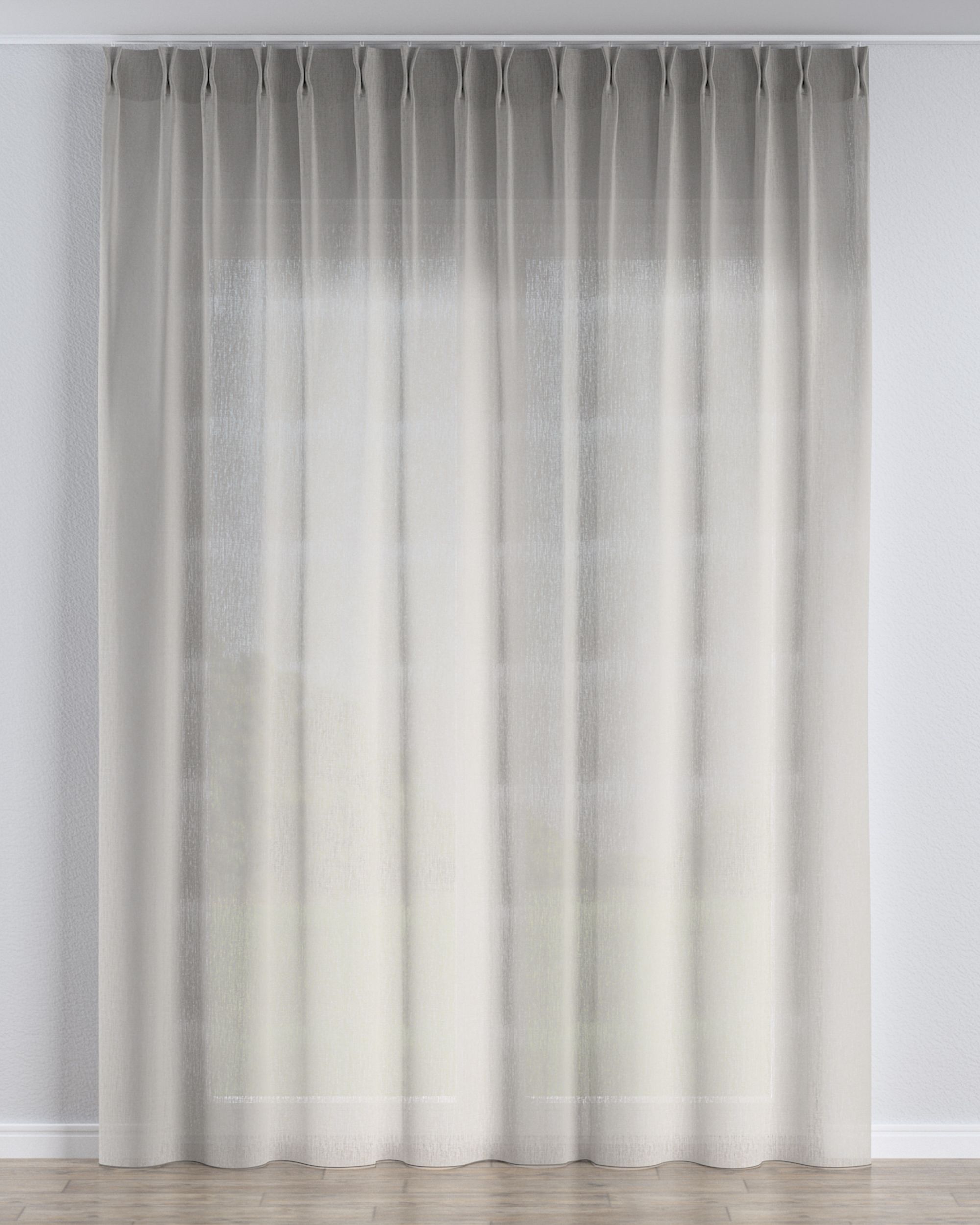 Gardine mit flämischen 2-er Falten Farbe beige Stoff halbtransparent, strukturiert