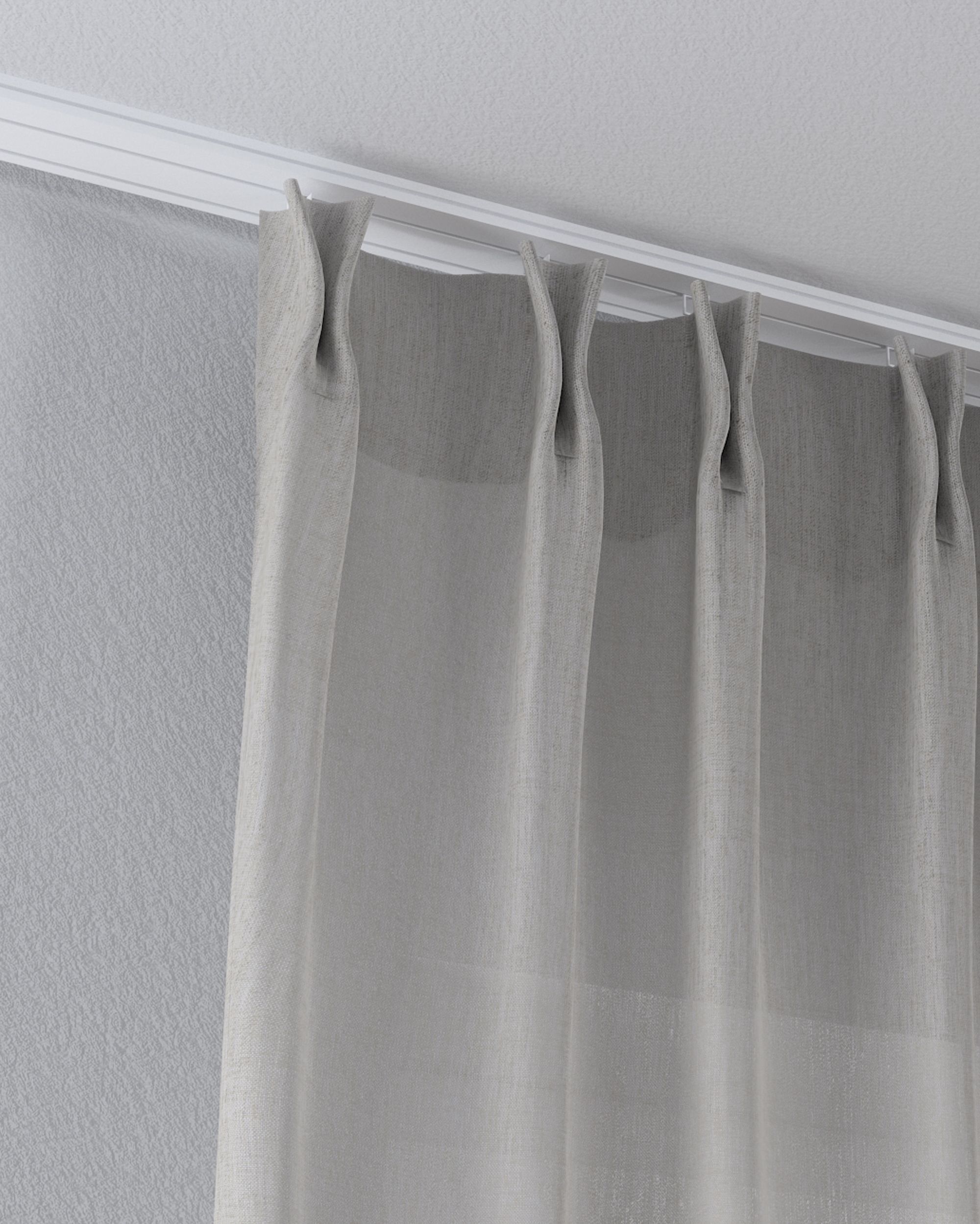 Gardine mit flämischen 2-er Falten Farbe beige Stoff halbtransparent, strukturiert (hover)