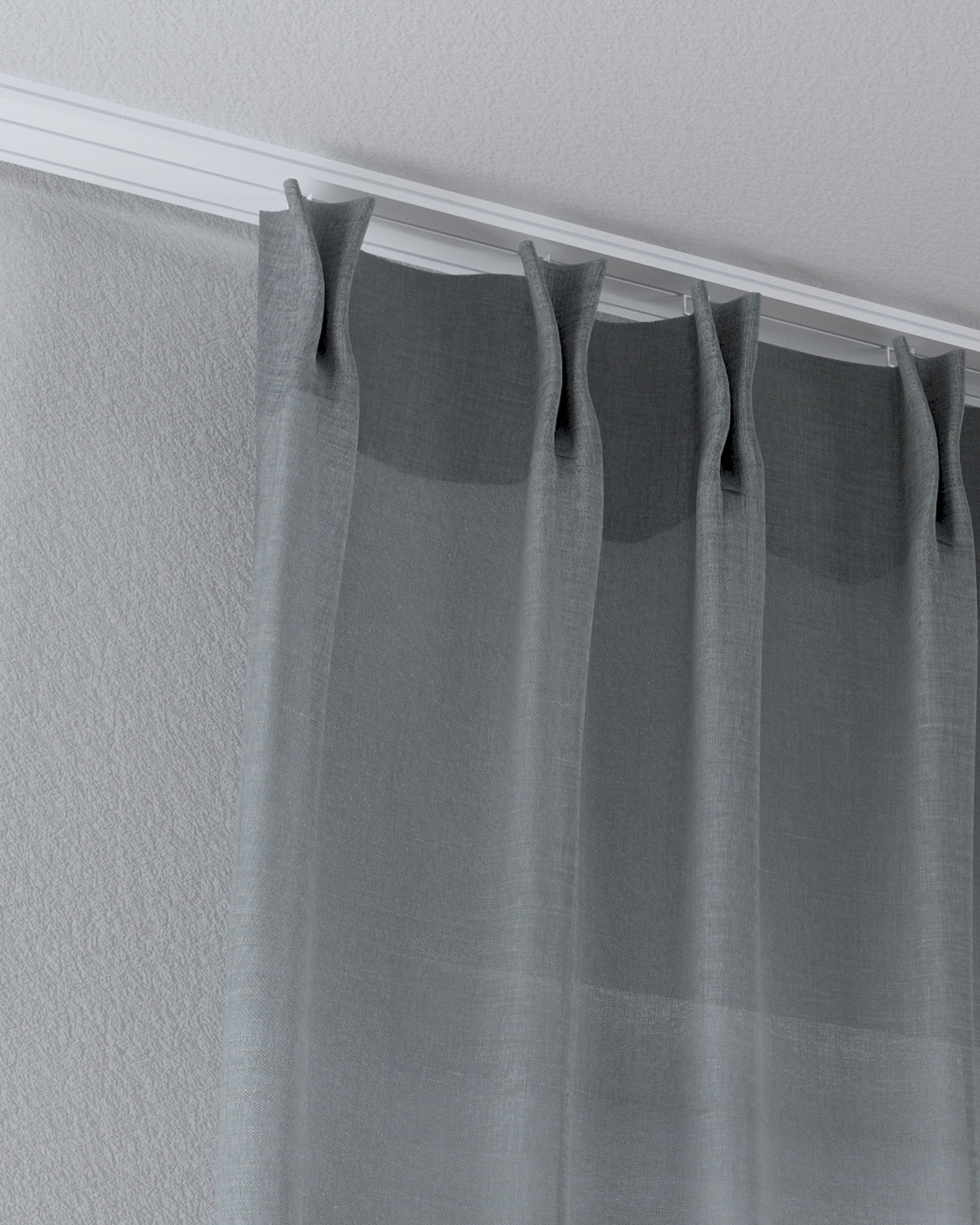 Gardine mit flämischen 2-er Falten Farbe grün Stoff halbtransparent, strukturiert (hover)