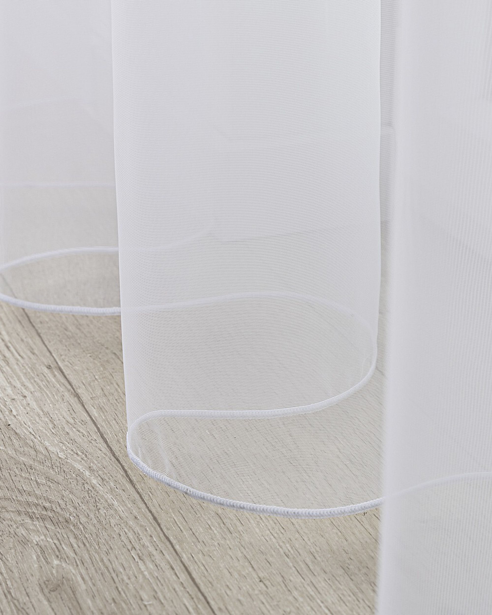 Gardine mit flämischen 2-er Falten Farbe weiß Stoff halbtransparent (hover)