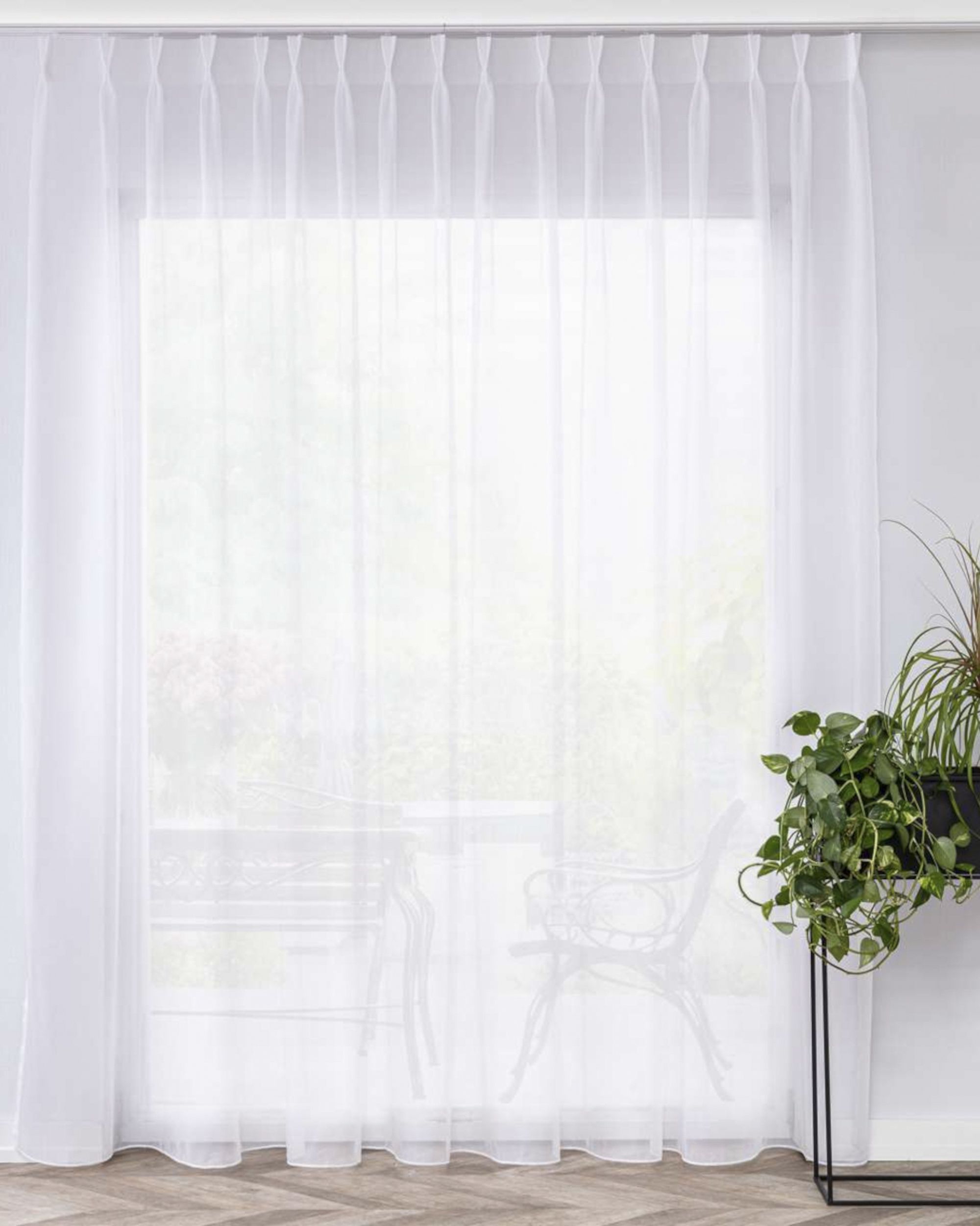 Gardine mit fl&auml;mischen 2-er Falten Farbe creme Stoff halbtransparent, strukturiert
