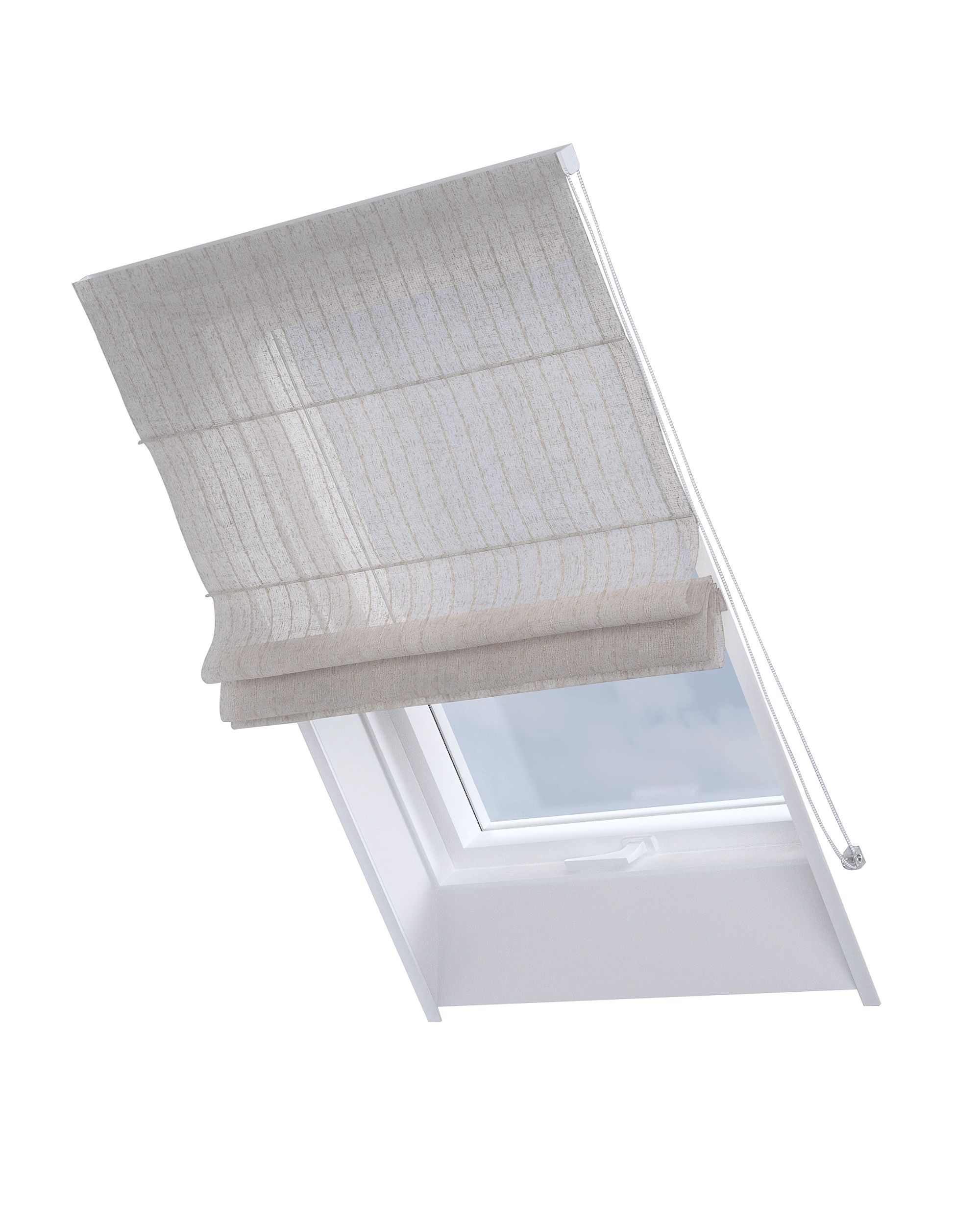 Dachfenster-Raffrollo Rimini Farbe beige Stoff halbtransparent, strukturiert, gemustert