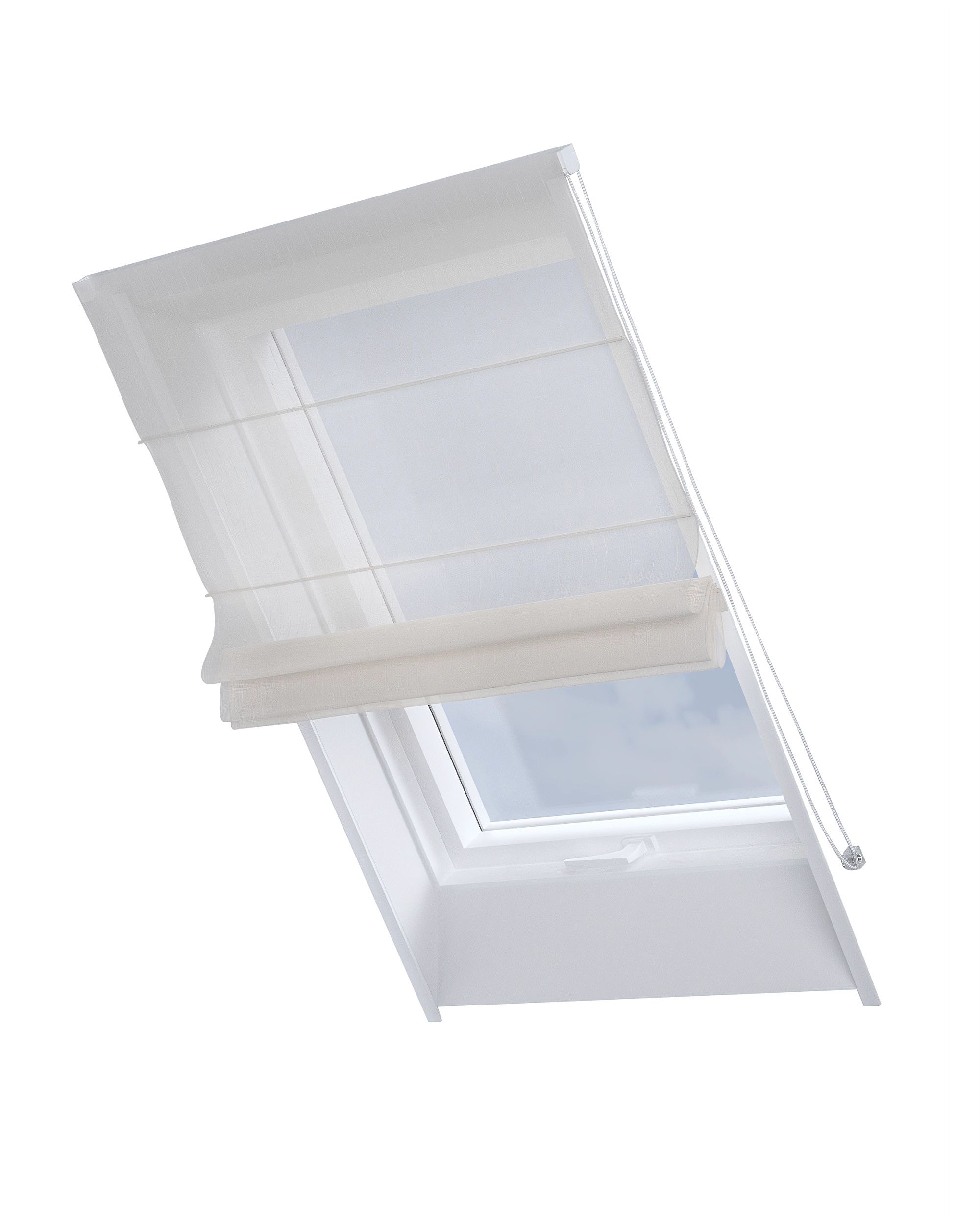 Dachfenster-Raffrollo Rimini Farbe creme Stoff halbtransparent, strukturiert, gemustert