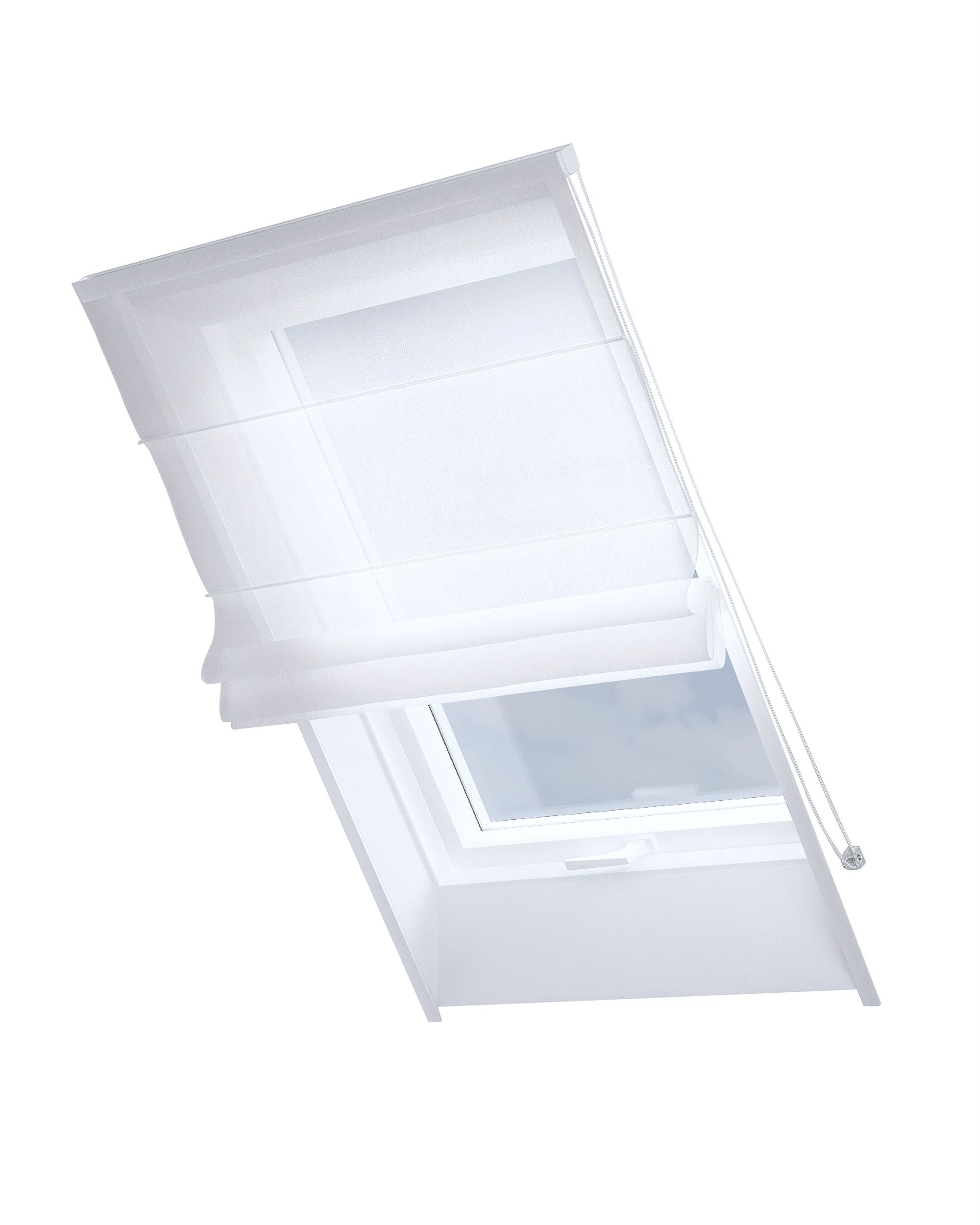 Dachfenster-Raffrollo Rimini Farbe weiß Stoff halbtransparent, strukturiert