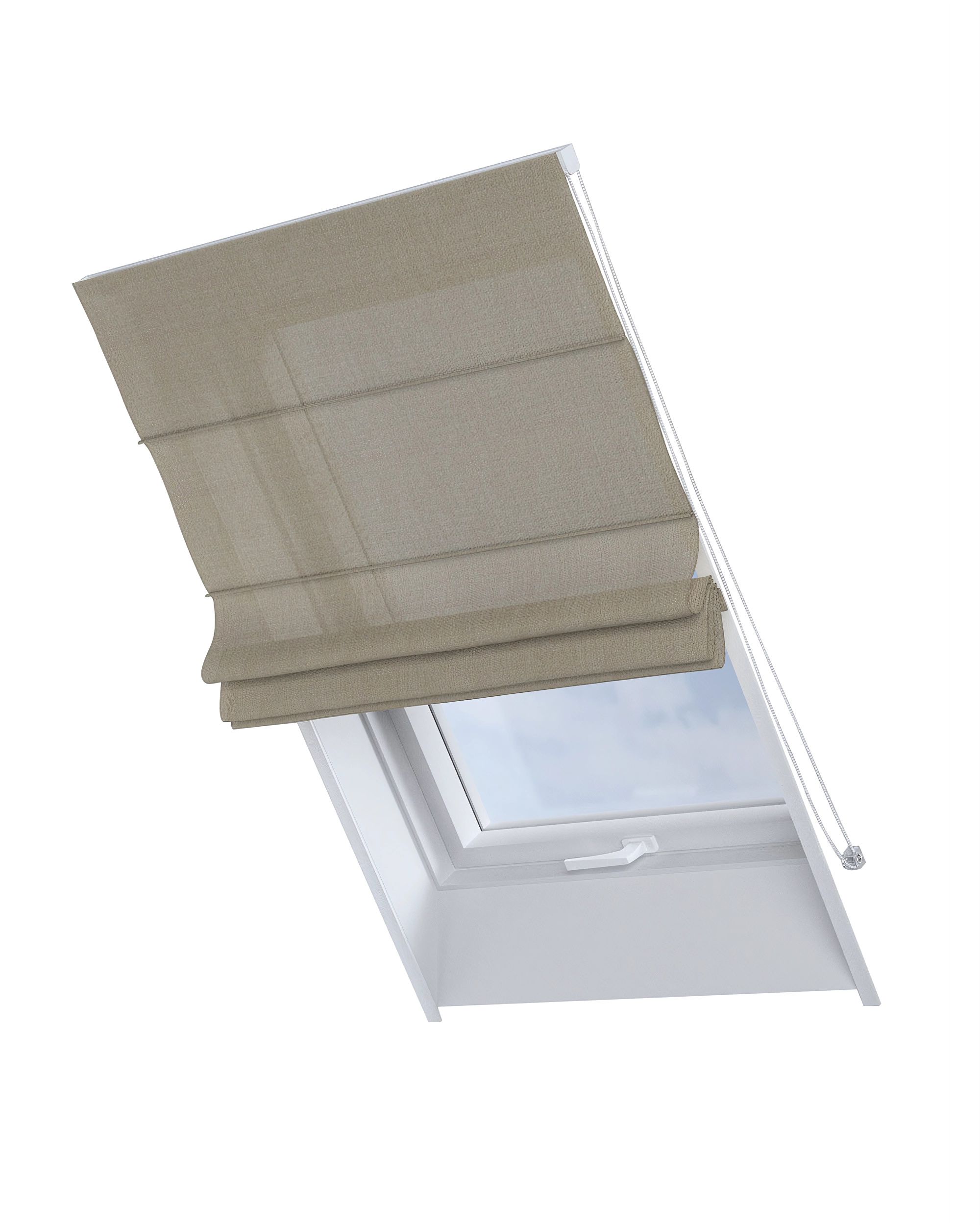 Dachfenster-Raffrollo Rimini Farbe beige Stoff halbtransparent, glänzend, strukturiert
