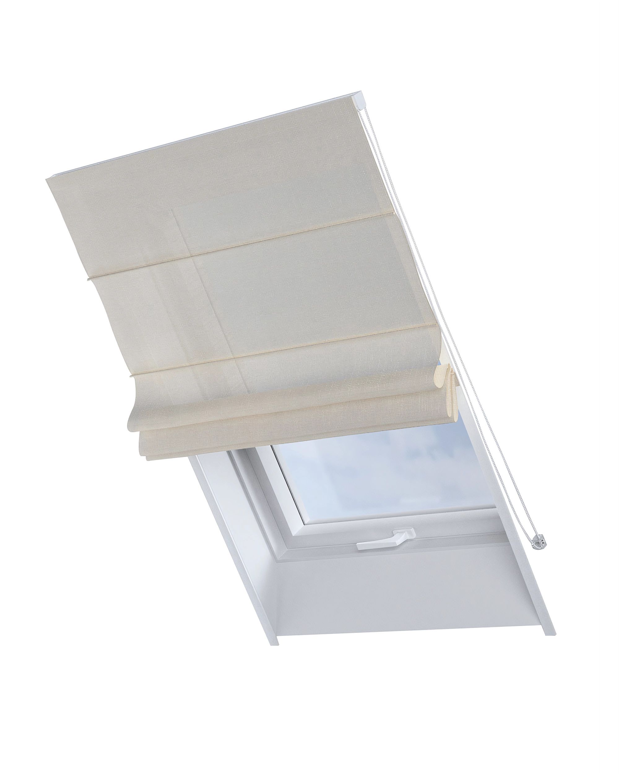 Dachfenster-Raffrollo Rimini Farbe creme Stoff halbtransparent, glänzend, strukturiert