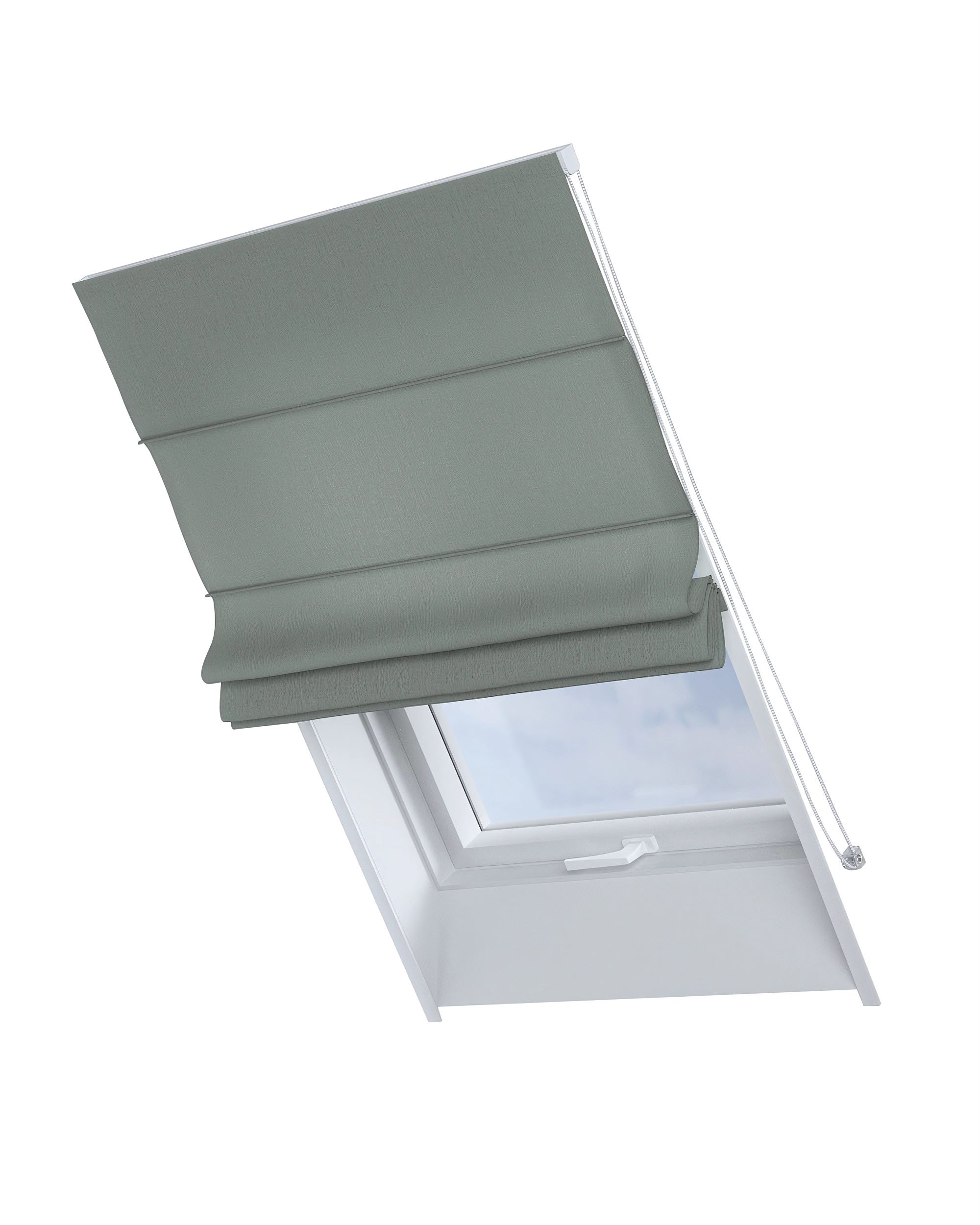Dachfenster-Raffrollo Rimini Farbe grau Stoff halbtransparent, strukturiert