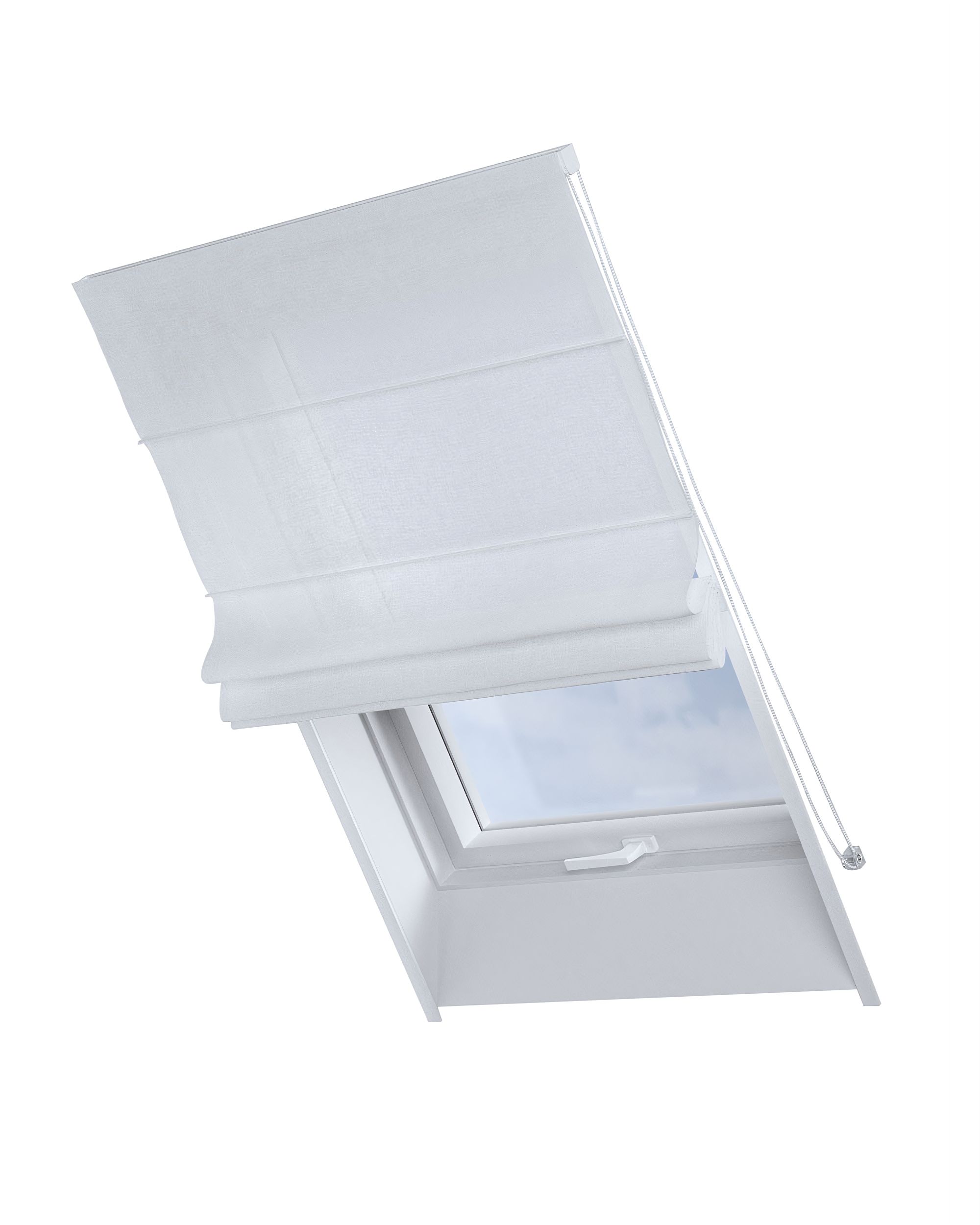 Dachfenster-Raffrollo Rimini Farbe weiß Stoff halbtransparent, strukturiert