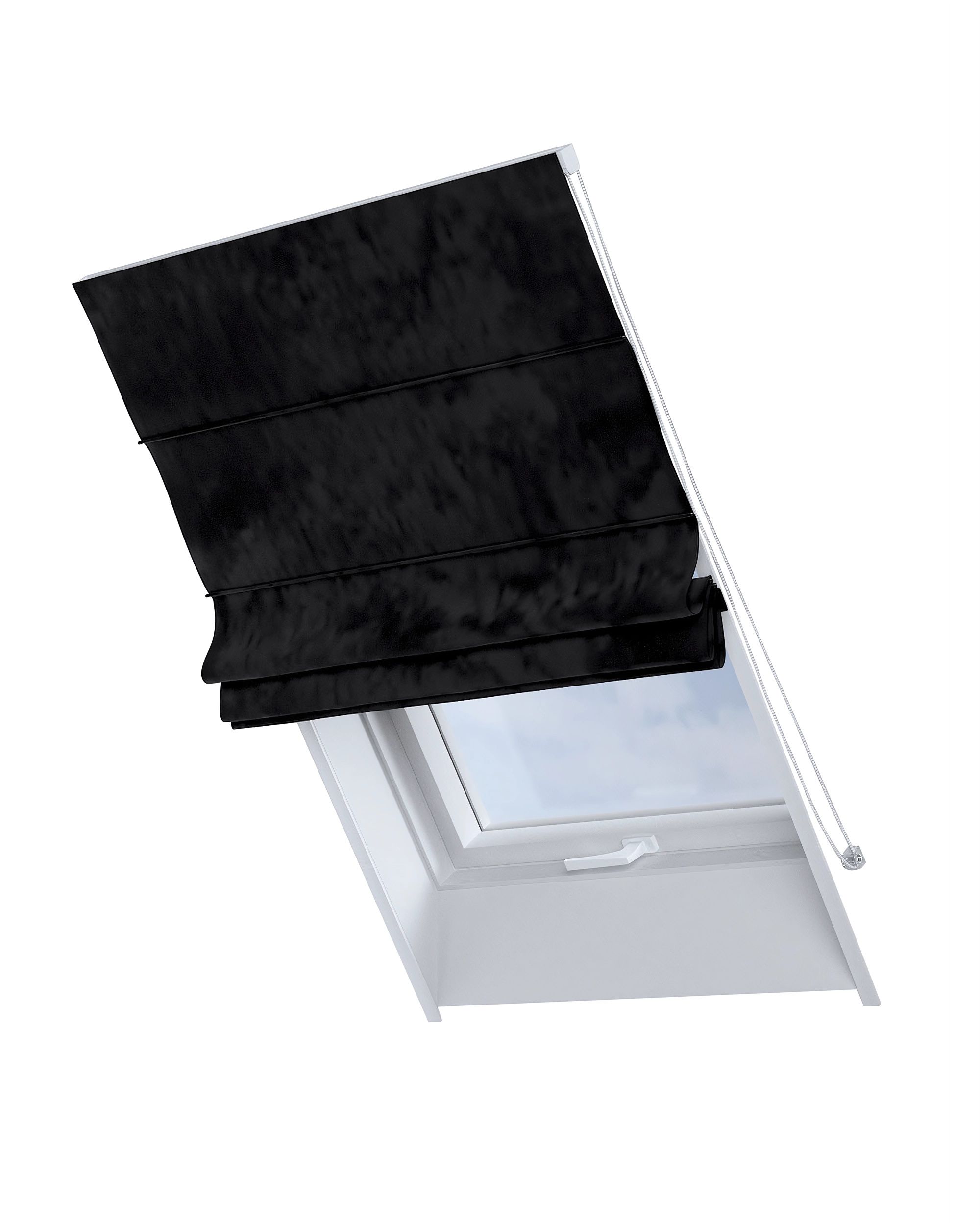 Dachfenster-Raffrollo Rimini Farbe schwarz Stoff glänzend, samt