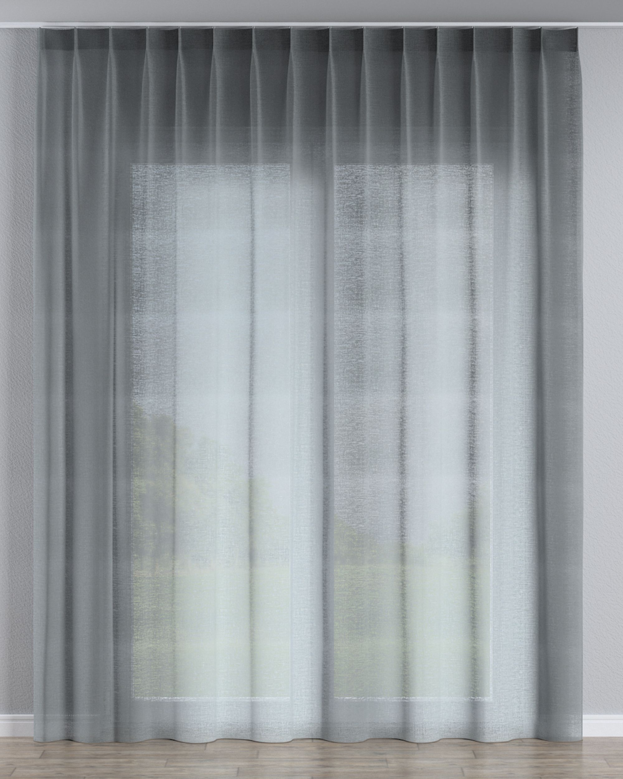Gardine mit flämischen 1-er Falten Farbe grün Stoff halbtransparent, strukturiert