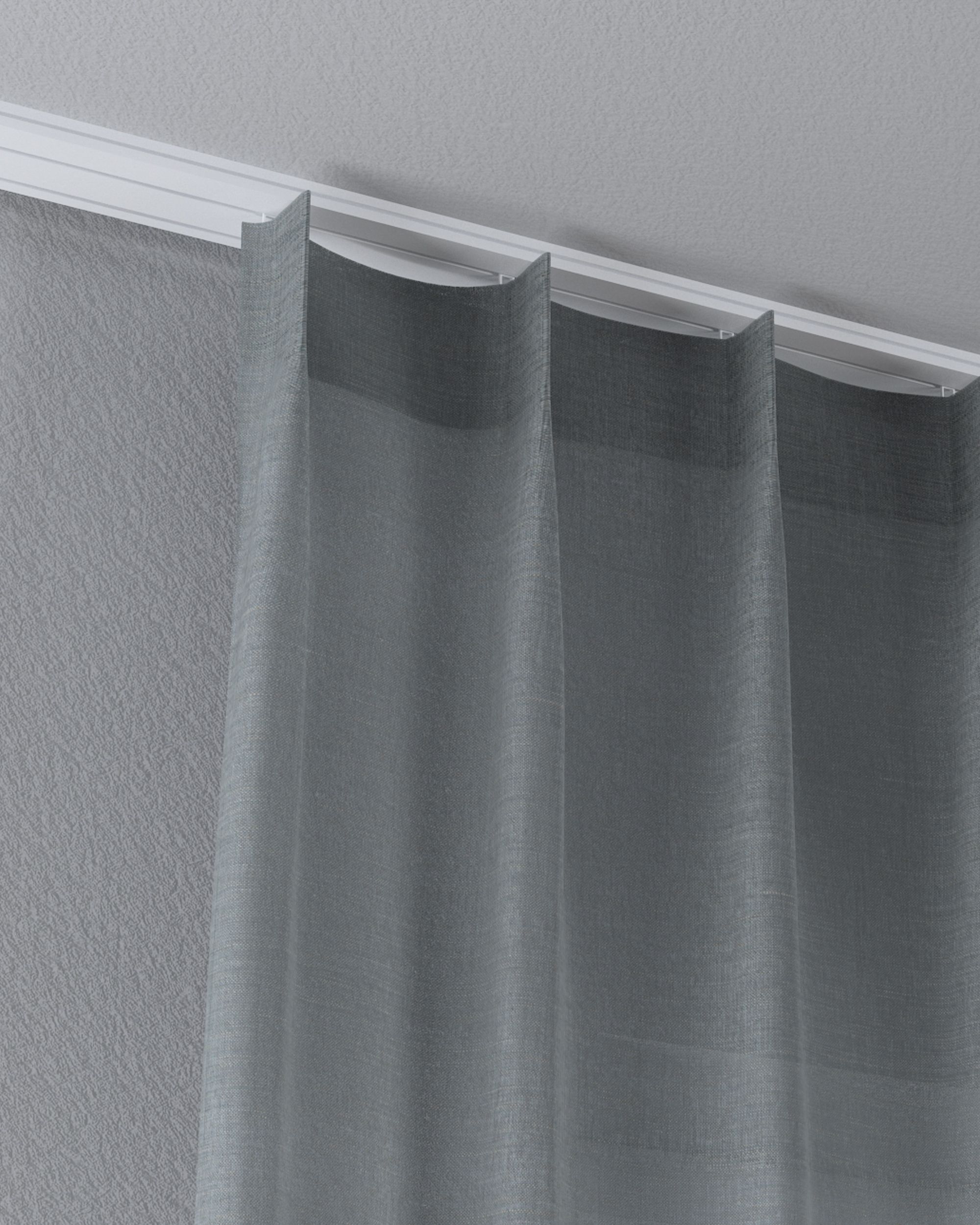 Gardine mit flämischen 1-er Falten Farbe grün Stoff halbtransparent, strukturiert (hover)