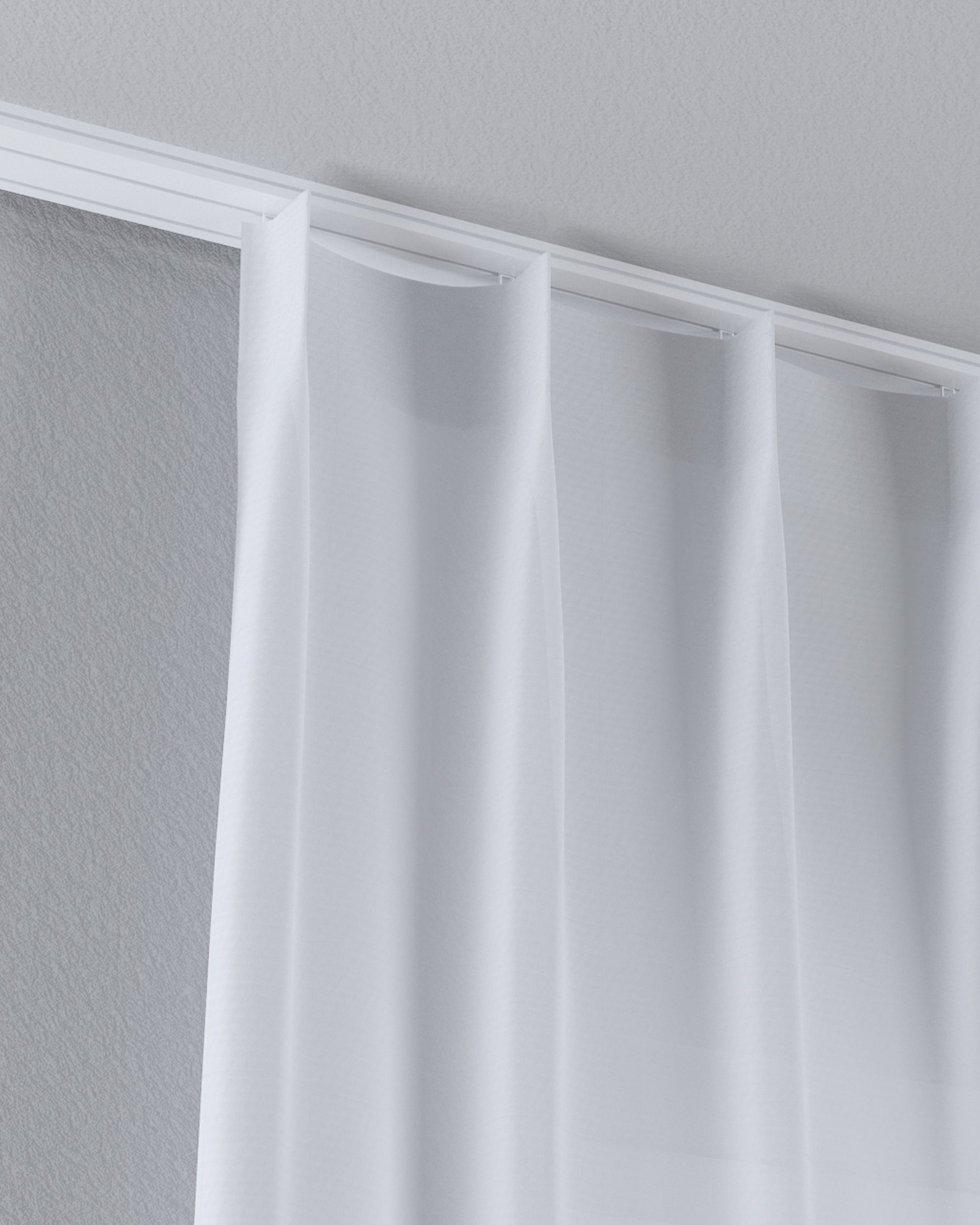 Gardine mit flämischen 1-er Falten Farbe weiß Stoff halbtransparent, strukturiert (hover)