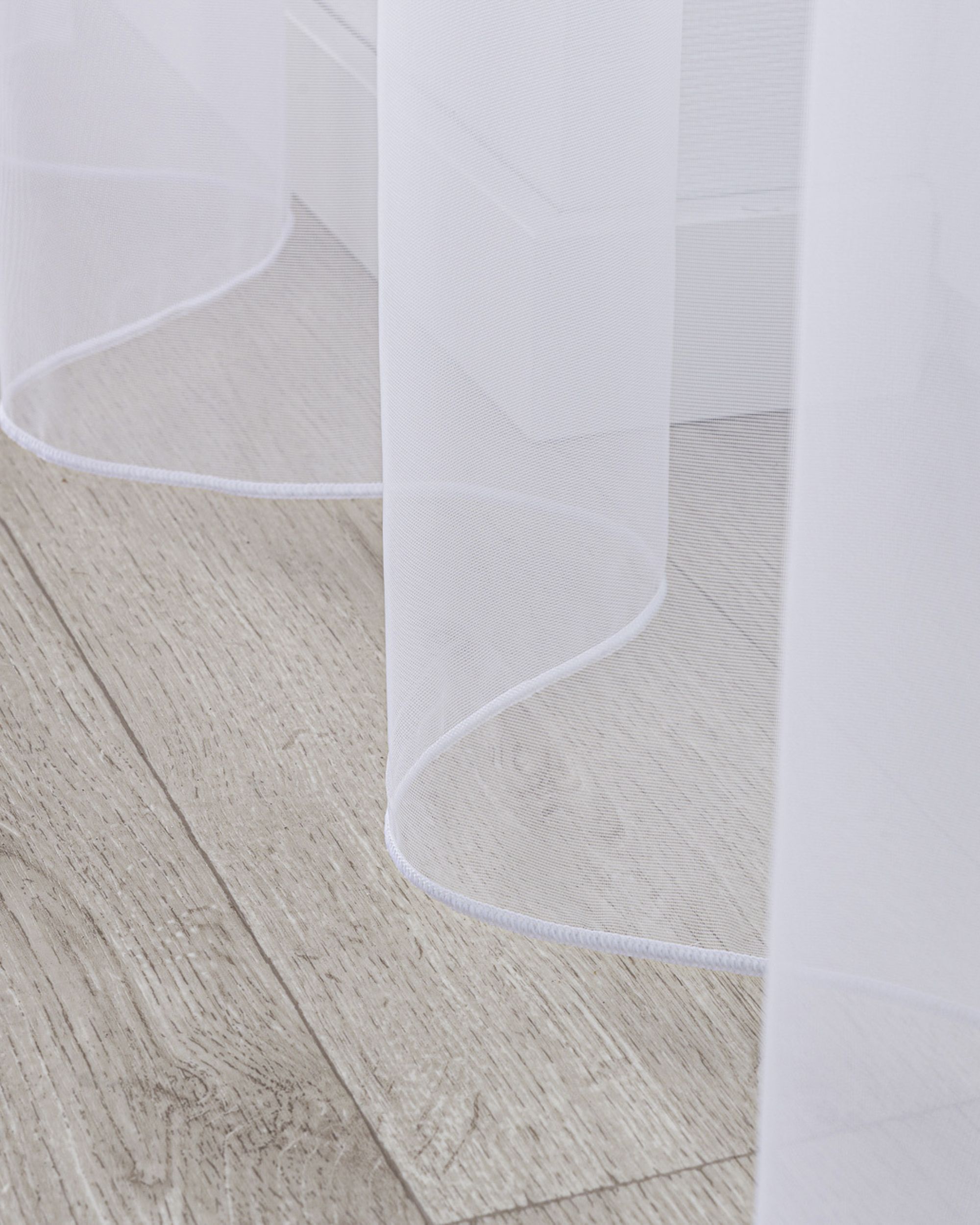 Gardine mit flämischen 1-er Falten Farbe weiß Stoff halbtransparent (hover)
