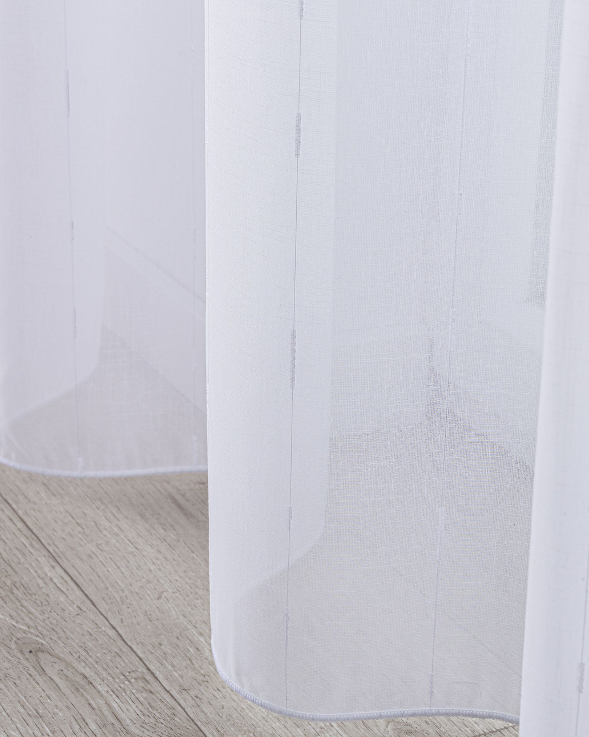 Gardine mit flämischen 1-er Falten Farbe weiß Stoff halbtransparent, strukturiert, gemustert (hover)
