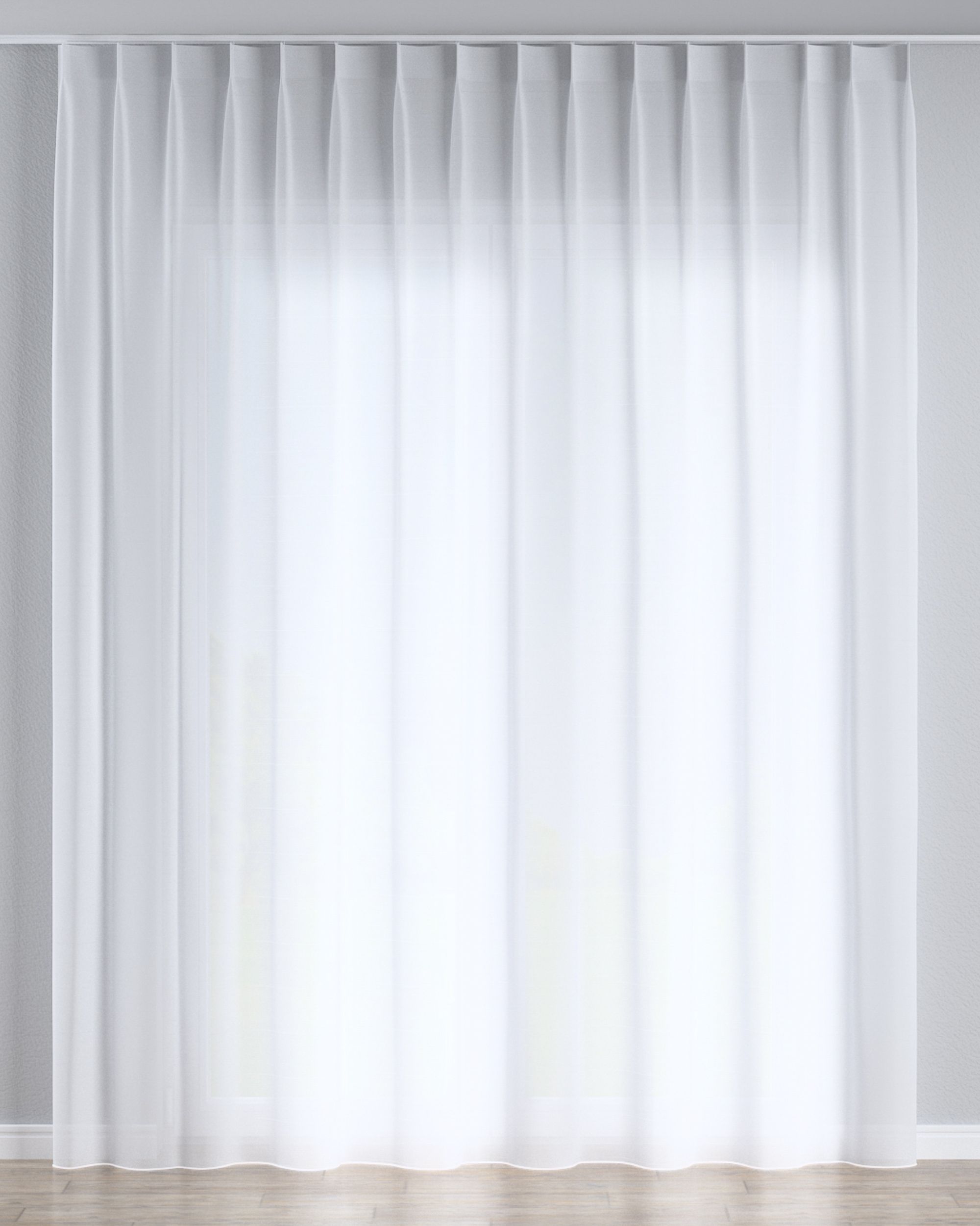 Gardine mit flämischen 1-er Falten Farbe creme Stoff halbtransparent, glänzend