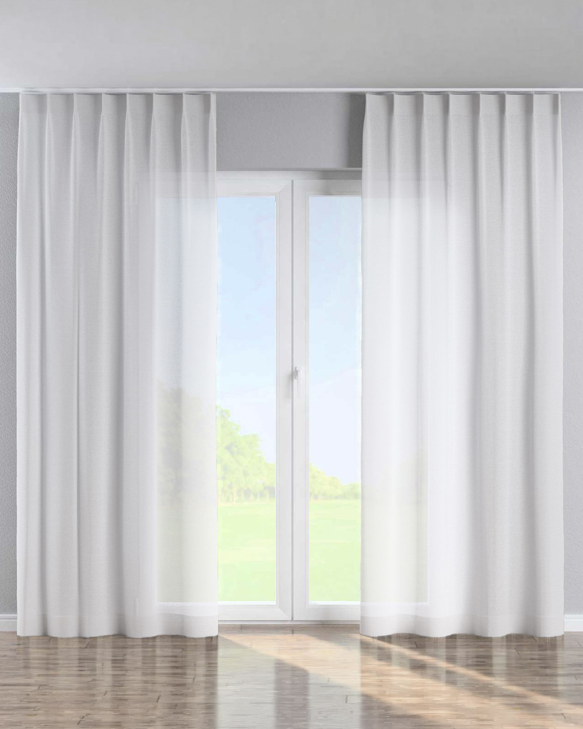 Vorhang mit flämischen 1-er Falten Farbe creme Stoff halbtransparent, strukturiert, gemustert (hover)