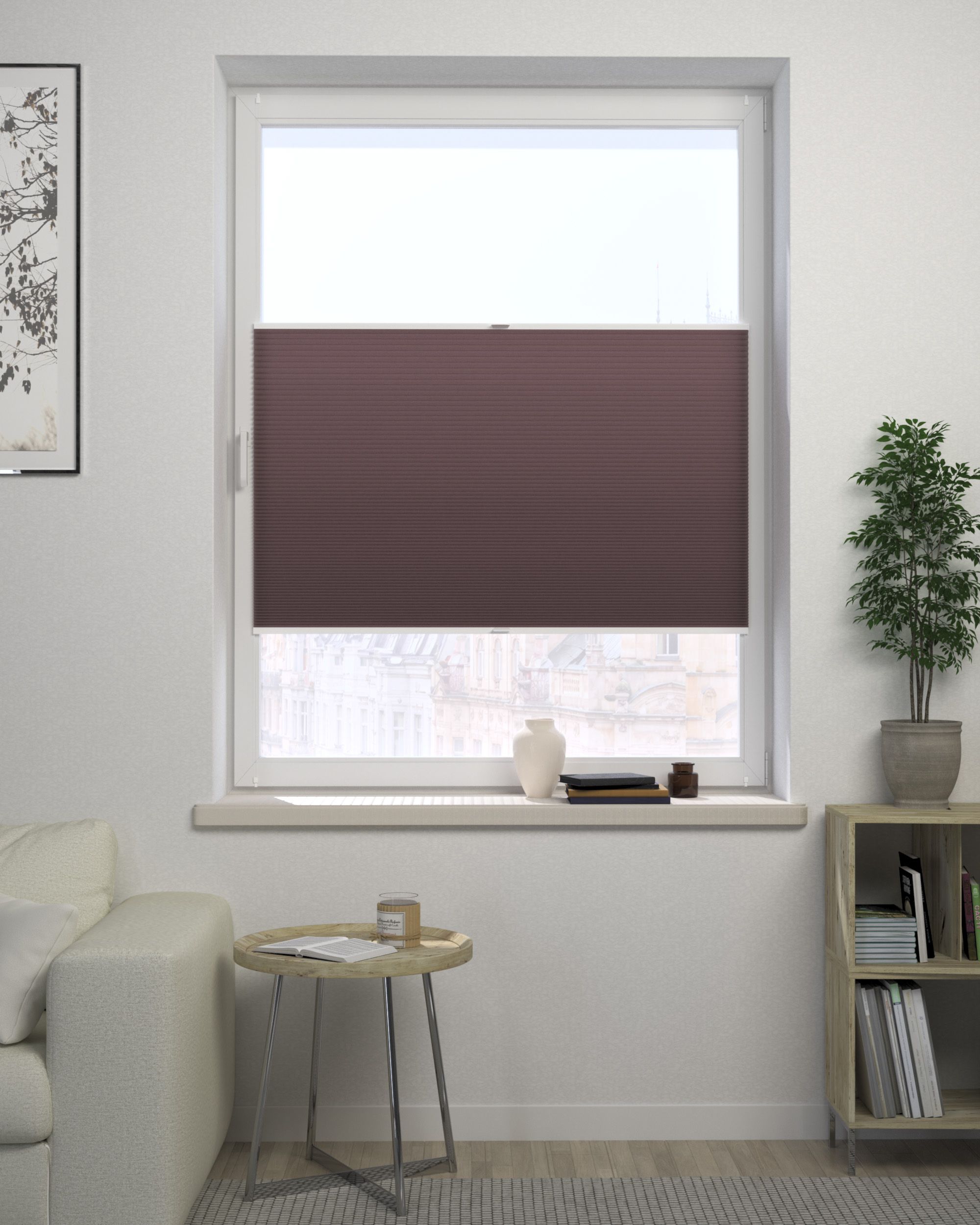 Plissee Honeycomb Farbe violett Stoff halbtransparent (hover)