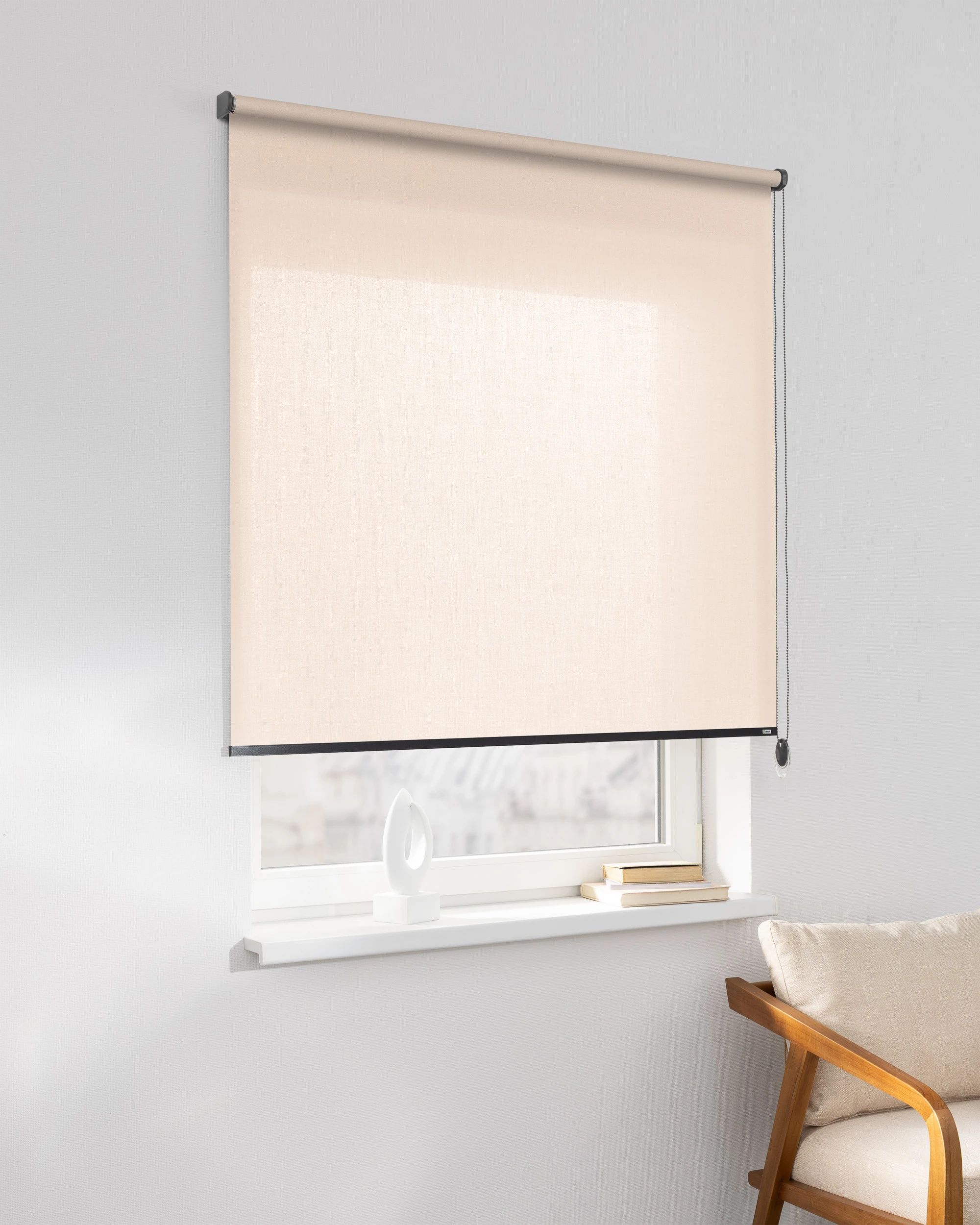 Rollo Classic Farbe beige Stoff halbtransparent