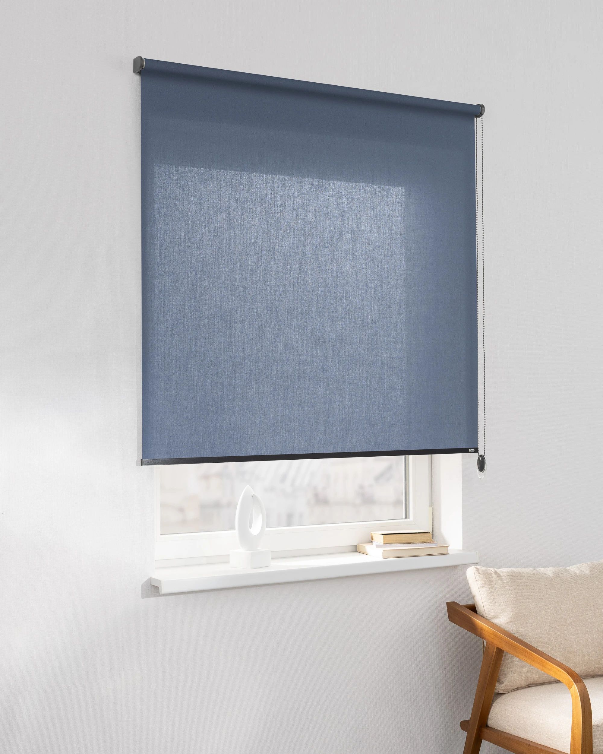 Rollo Classic Farbe dunkelblau Stoff halbtransparent