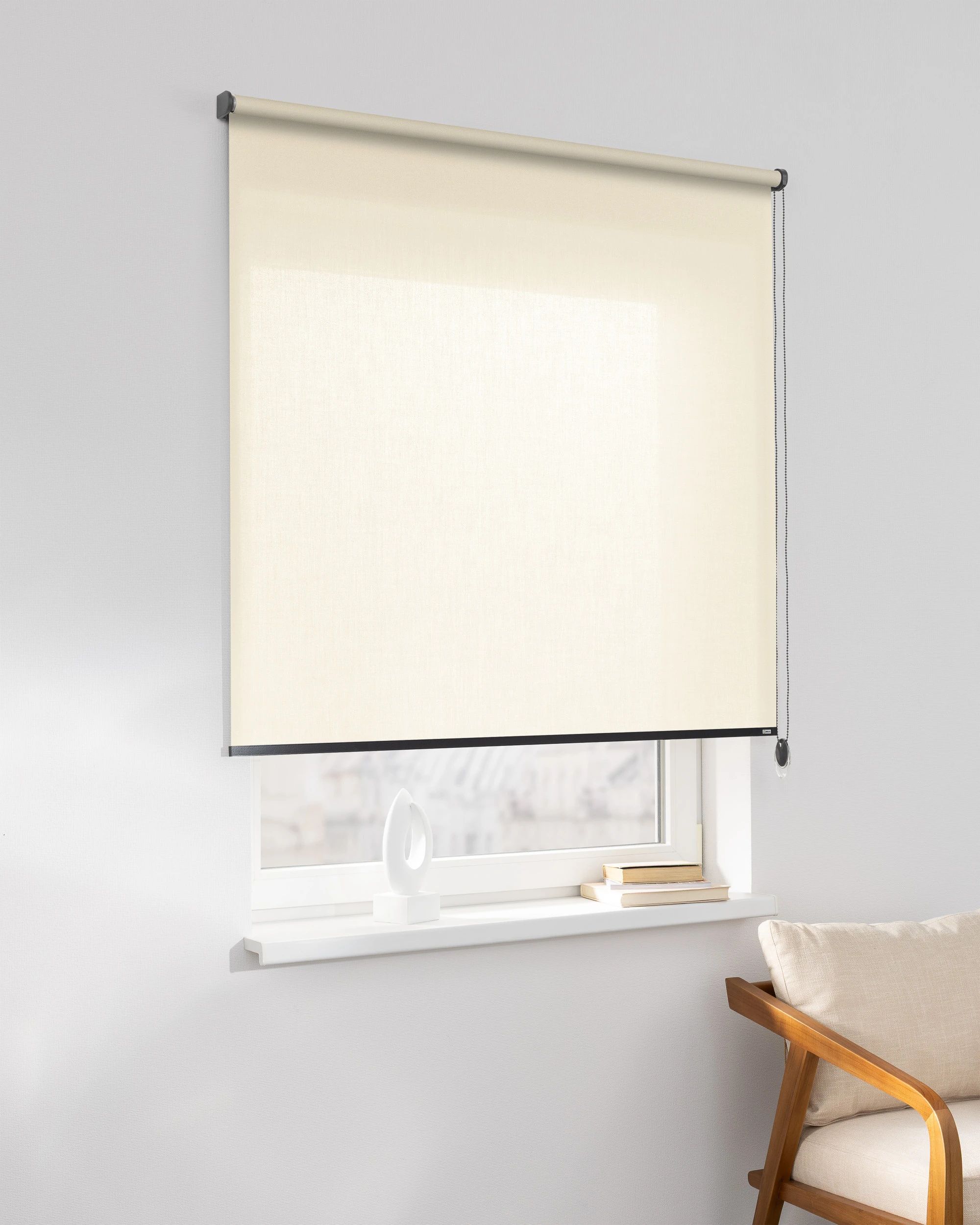 Rollo Classic Farbe wei&szlig; Stoff halbtransparent