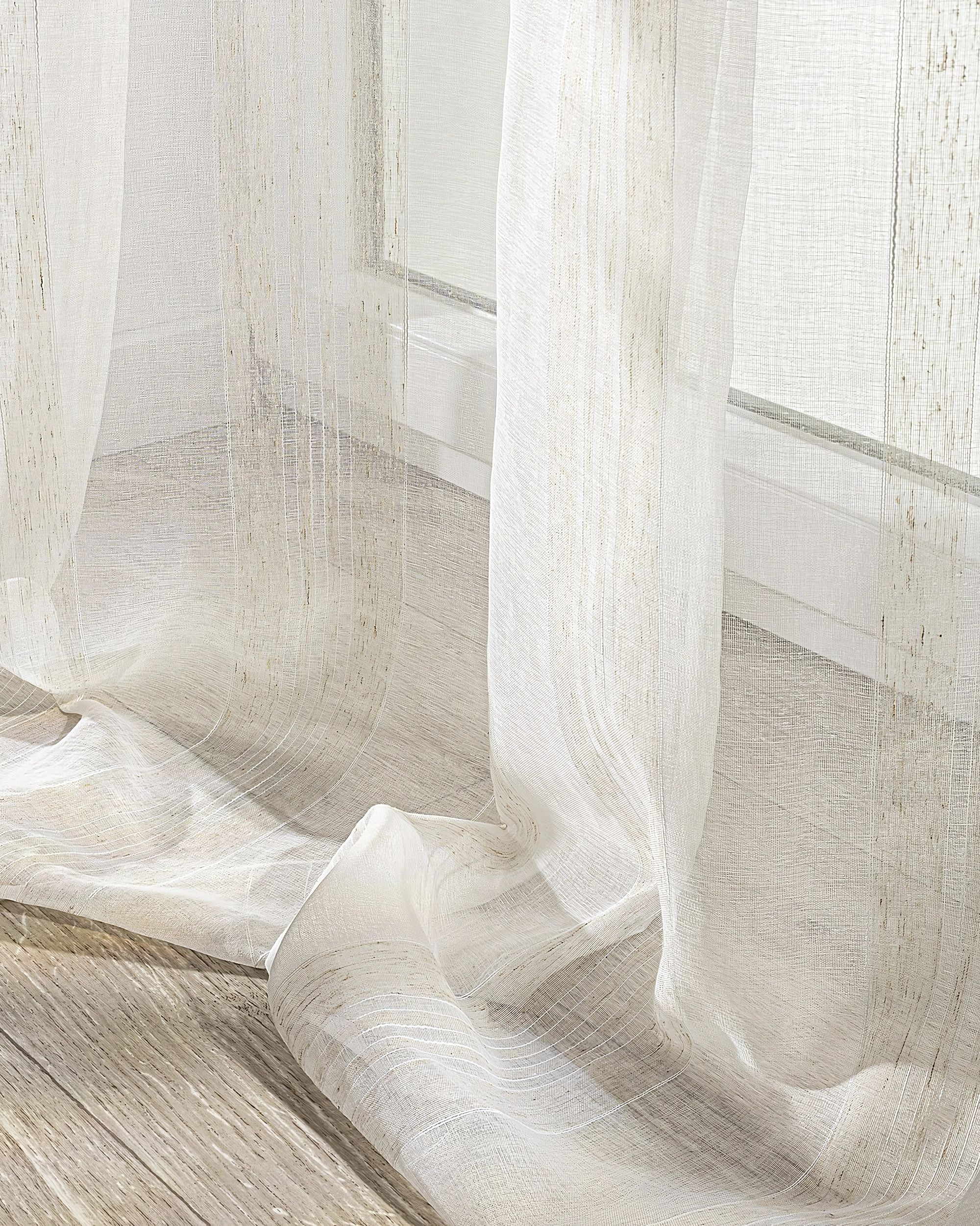 Vorhang mit Kräuselband Farbe creme Stoff halbtransparent, strukturiert, gemustert