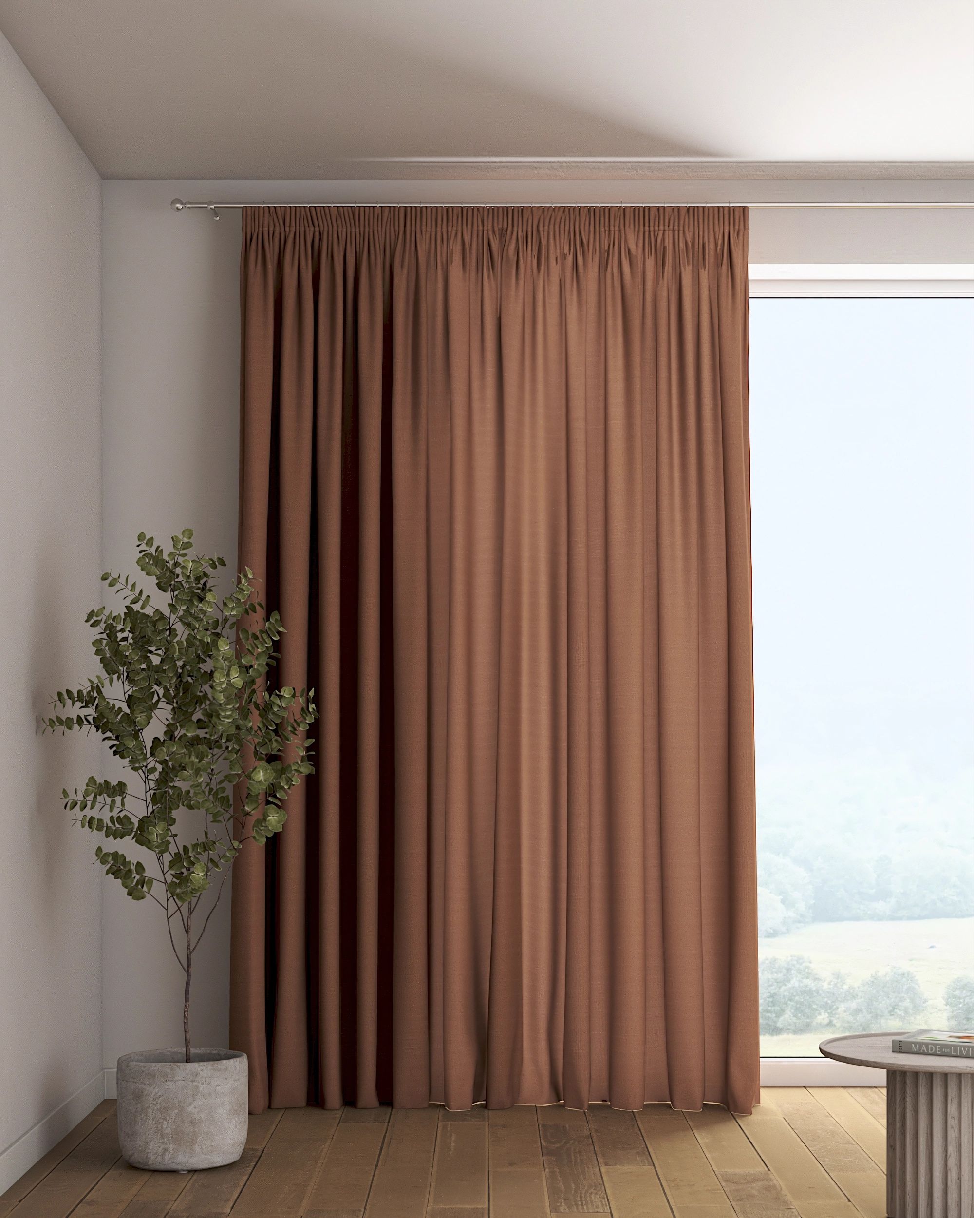 Vorhang mit Kräuselband Farbe braun