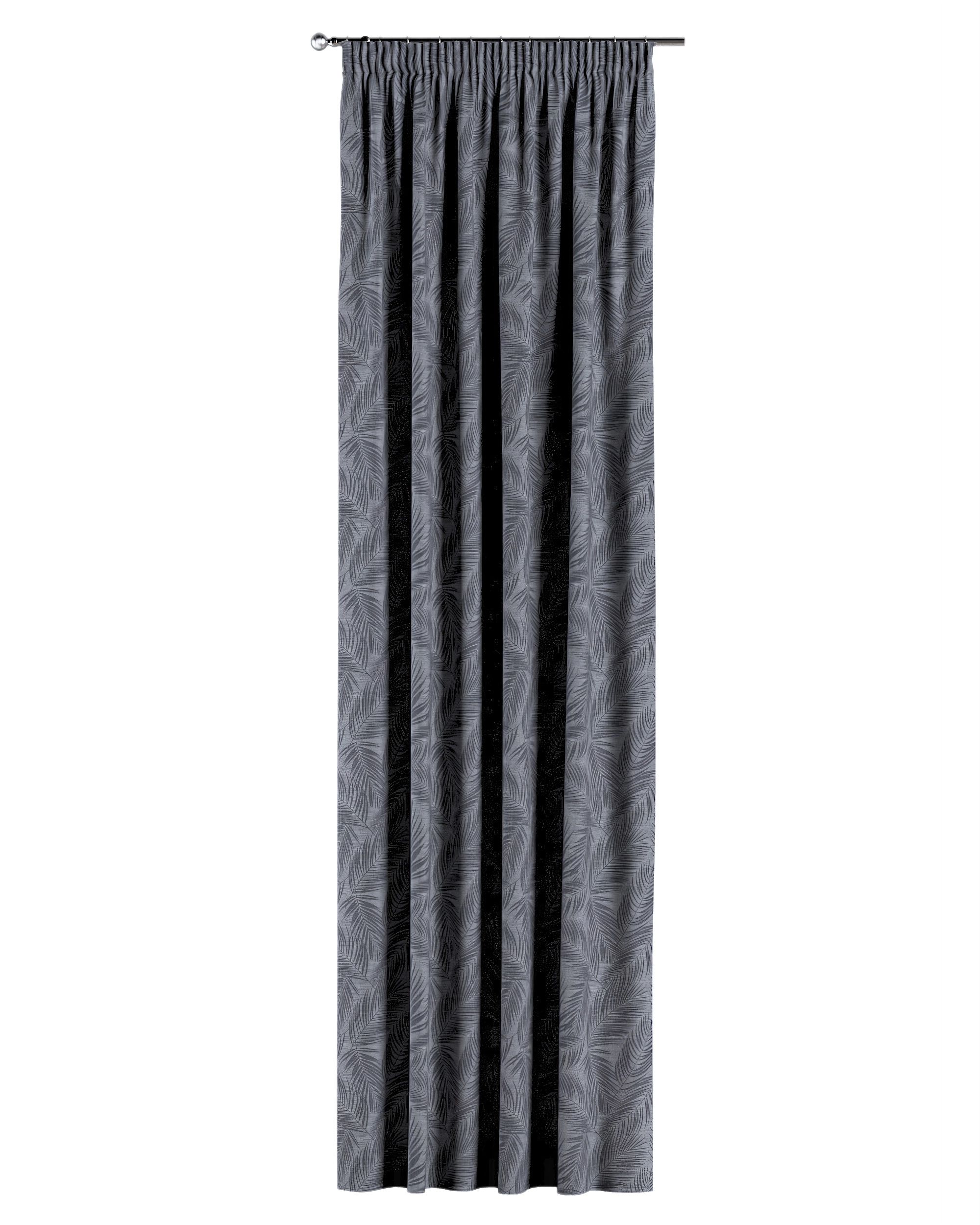 Vorhang mit Kräuselband Farbe grau Stoff glänzend, gemustert