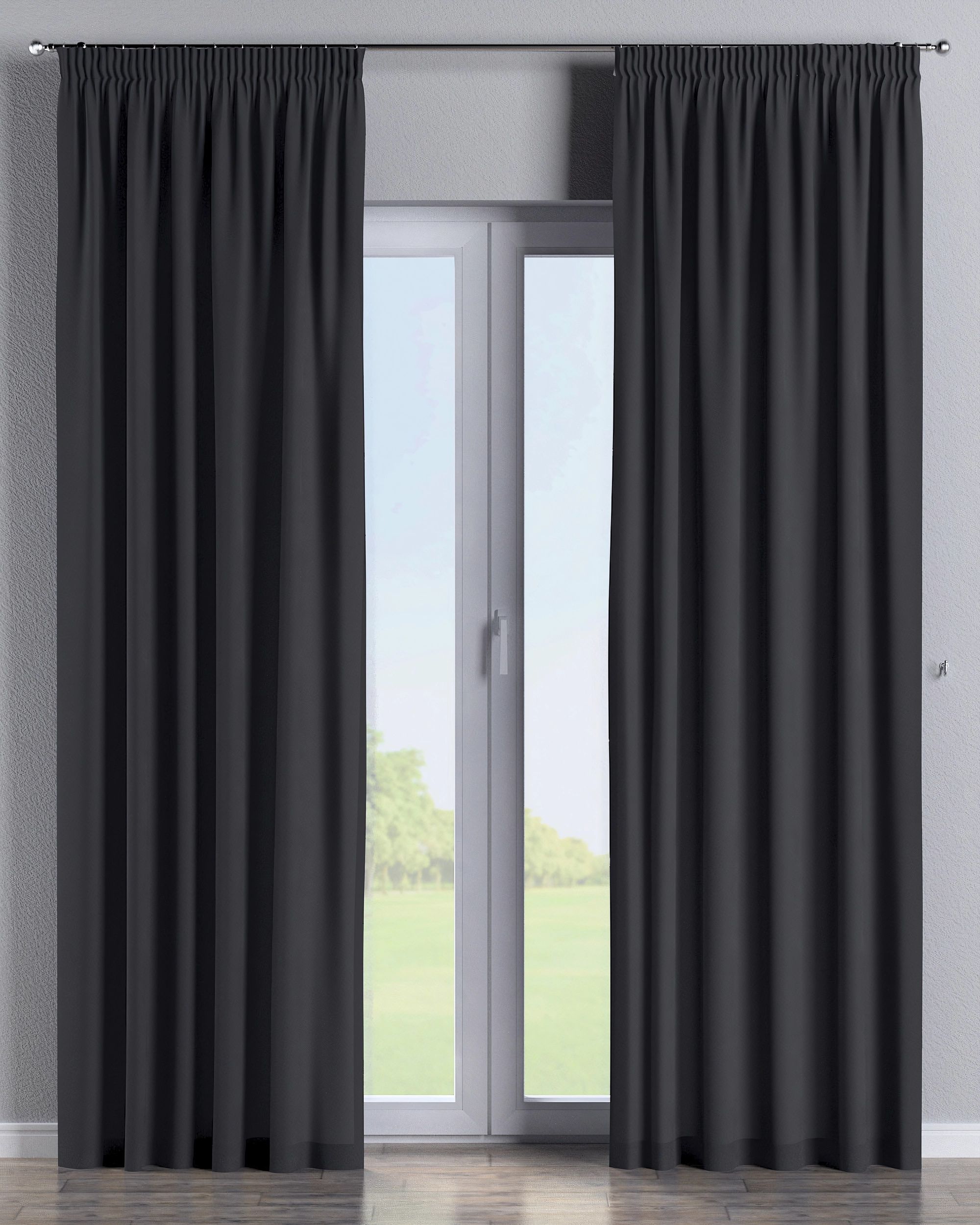 Vorhang mit Kräuselband Farbe schwarz
