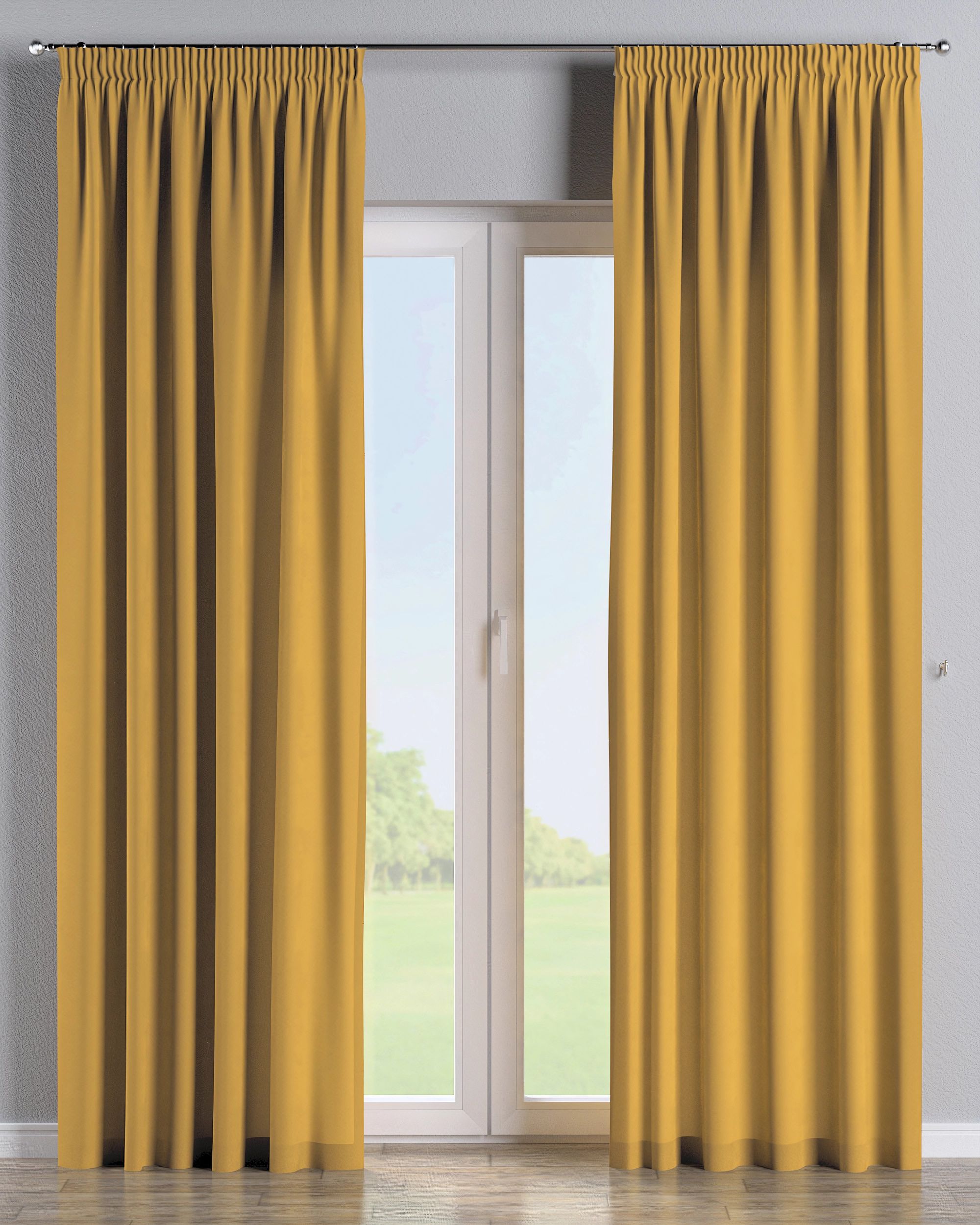 Vorhang mit Kräuselband Farbe gelb