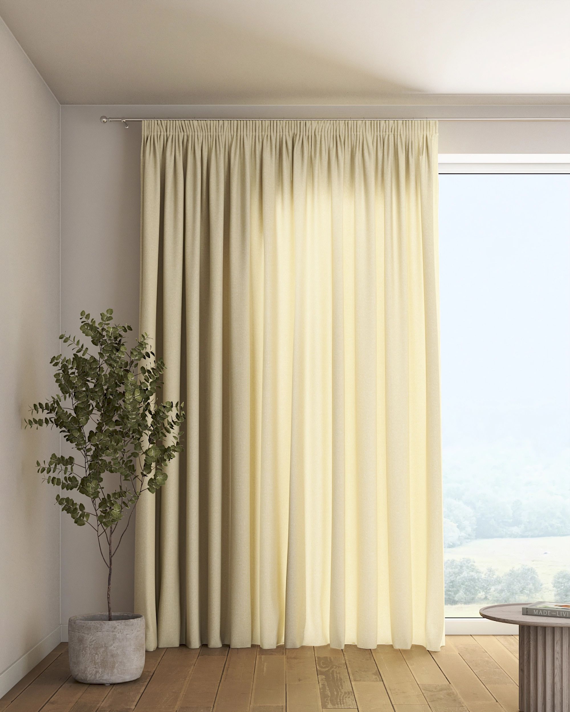 Vorhang mit Kräuselband Farbe beige Stoff halbtransparent, glänzend, strukturiert