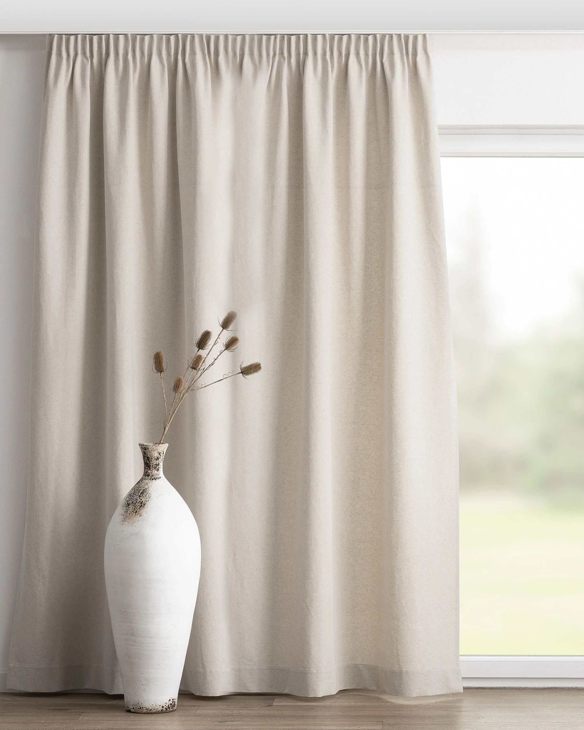 Vorhang mit Kräuselband Farbe beige Stoff strukturiert