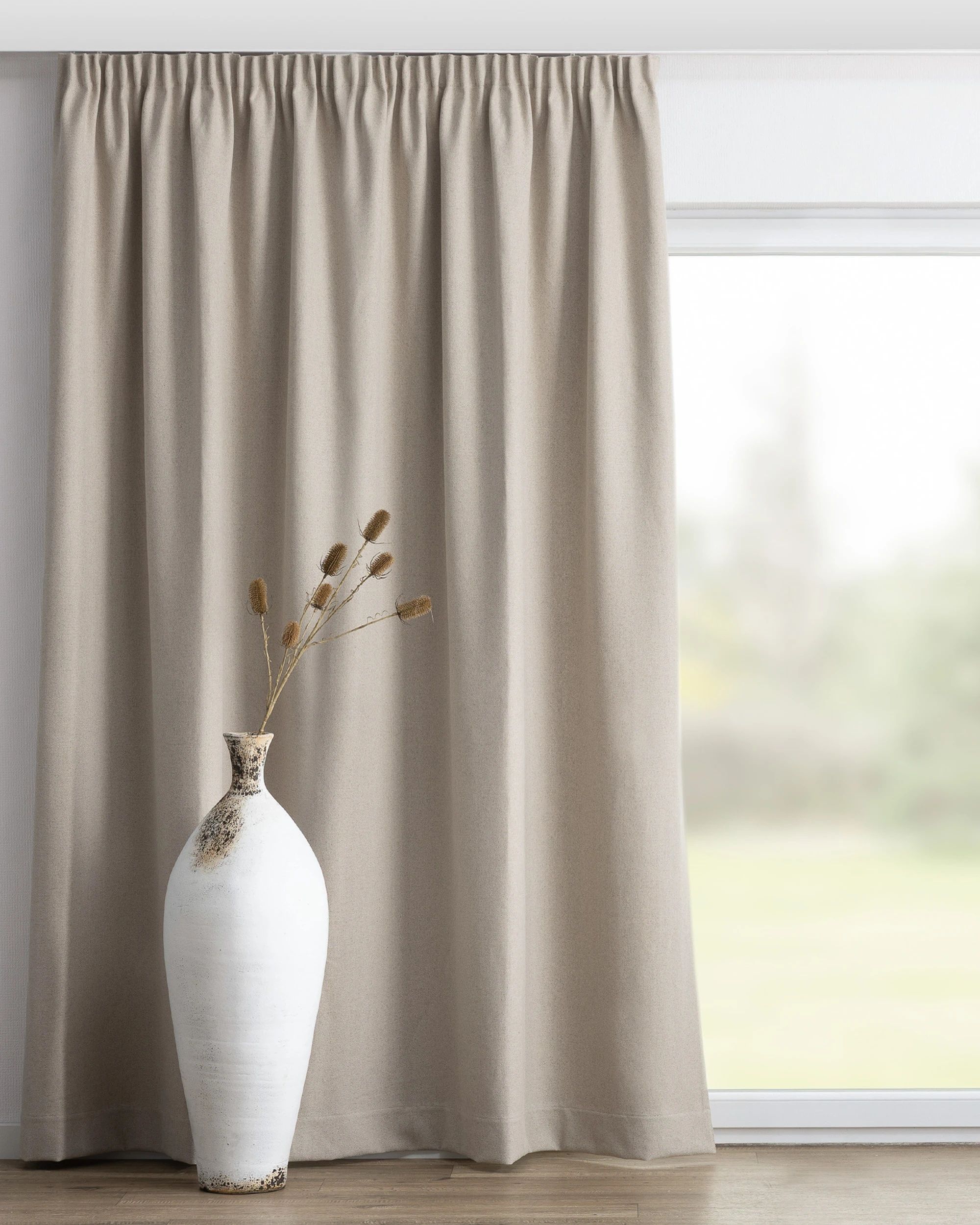 Vorhang mit Kräuselband Farbe beige Stoff strukturiert