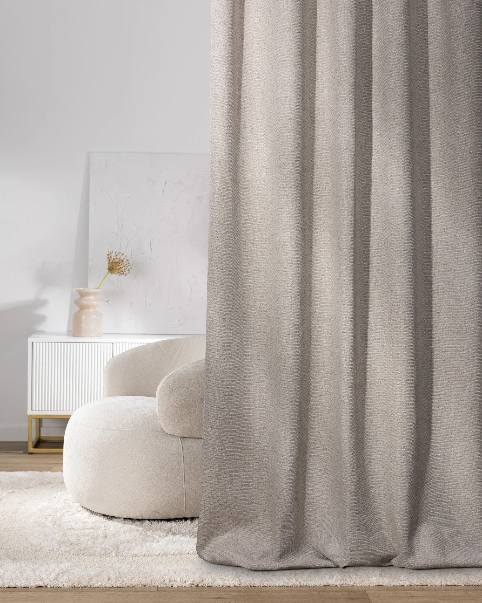 Vorhang mit Kräuselband Farbe beige Stoff strukturiert (hover)