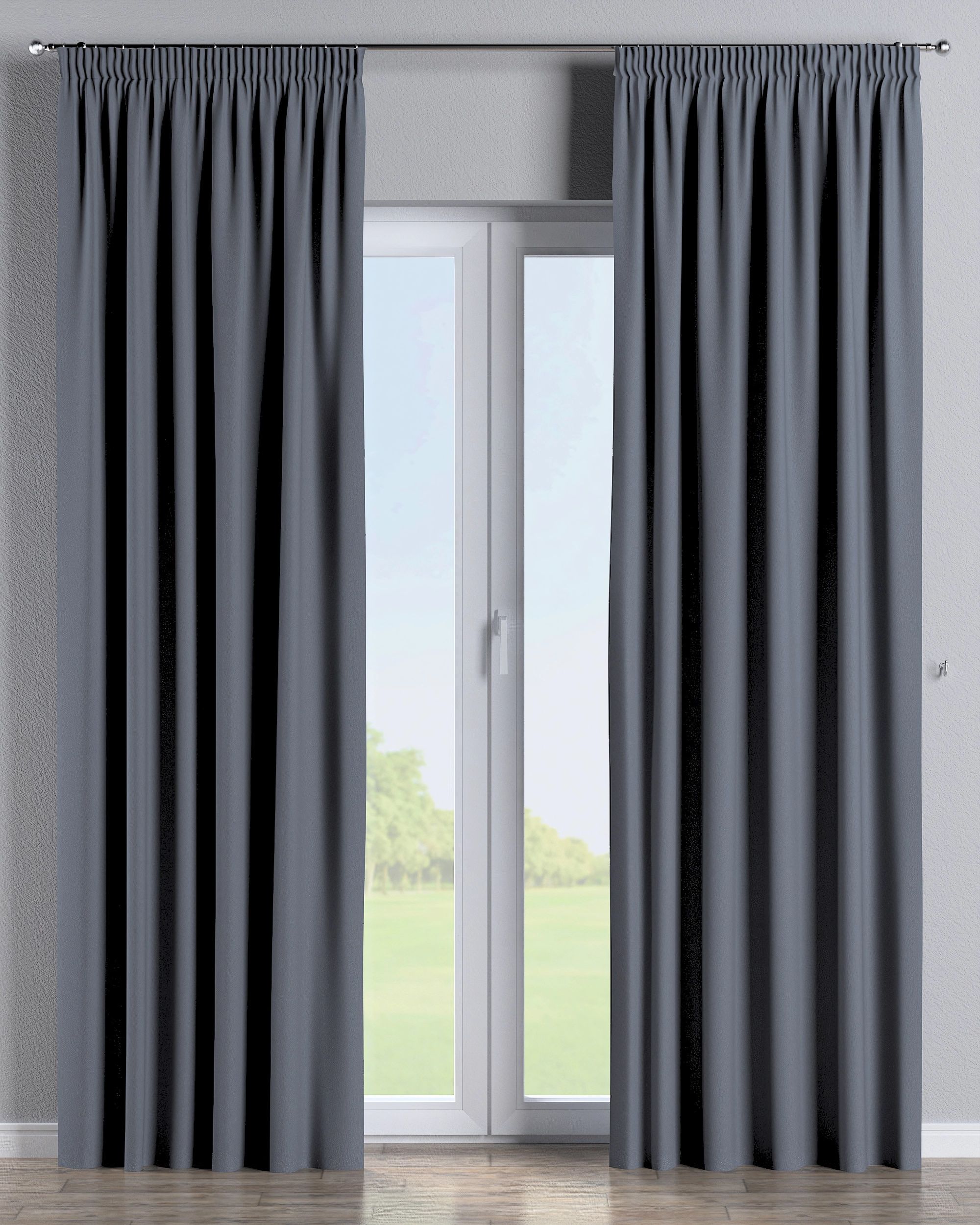 Vorhang mit Kräuselband Farbe dunkelblau Stoff verdunkelnd