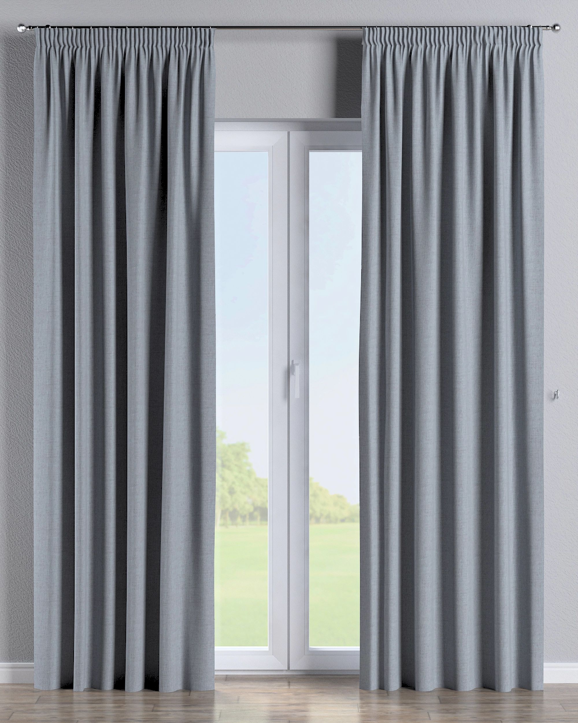 Vorhang mit Kräuselband Farbe blau Stoff strukturiert, verdunkelnd