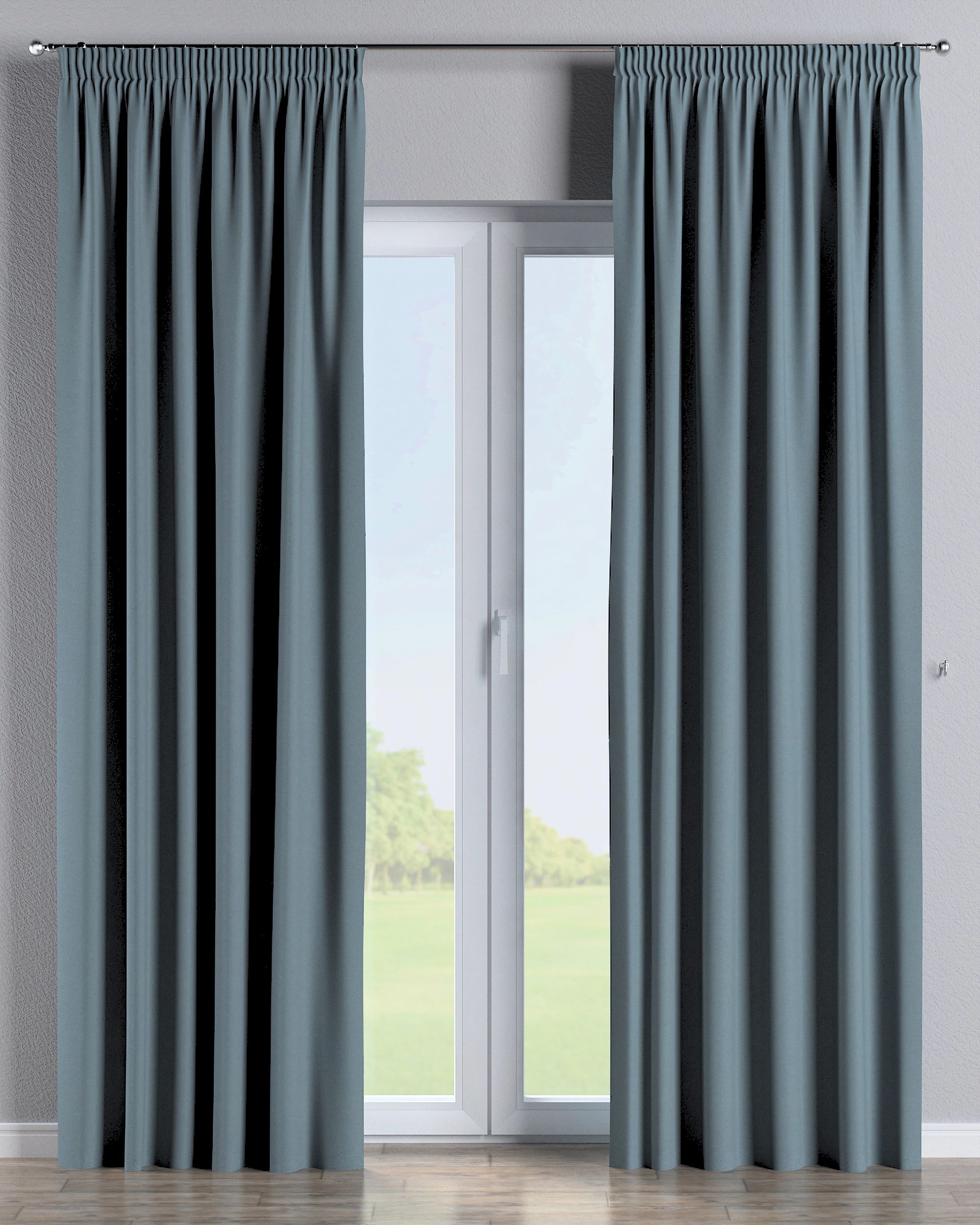 Vorhang mit Kräuselband Farbe blau Stoff strukturiert, verdunkelnd